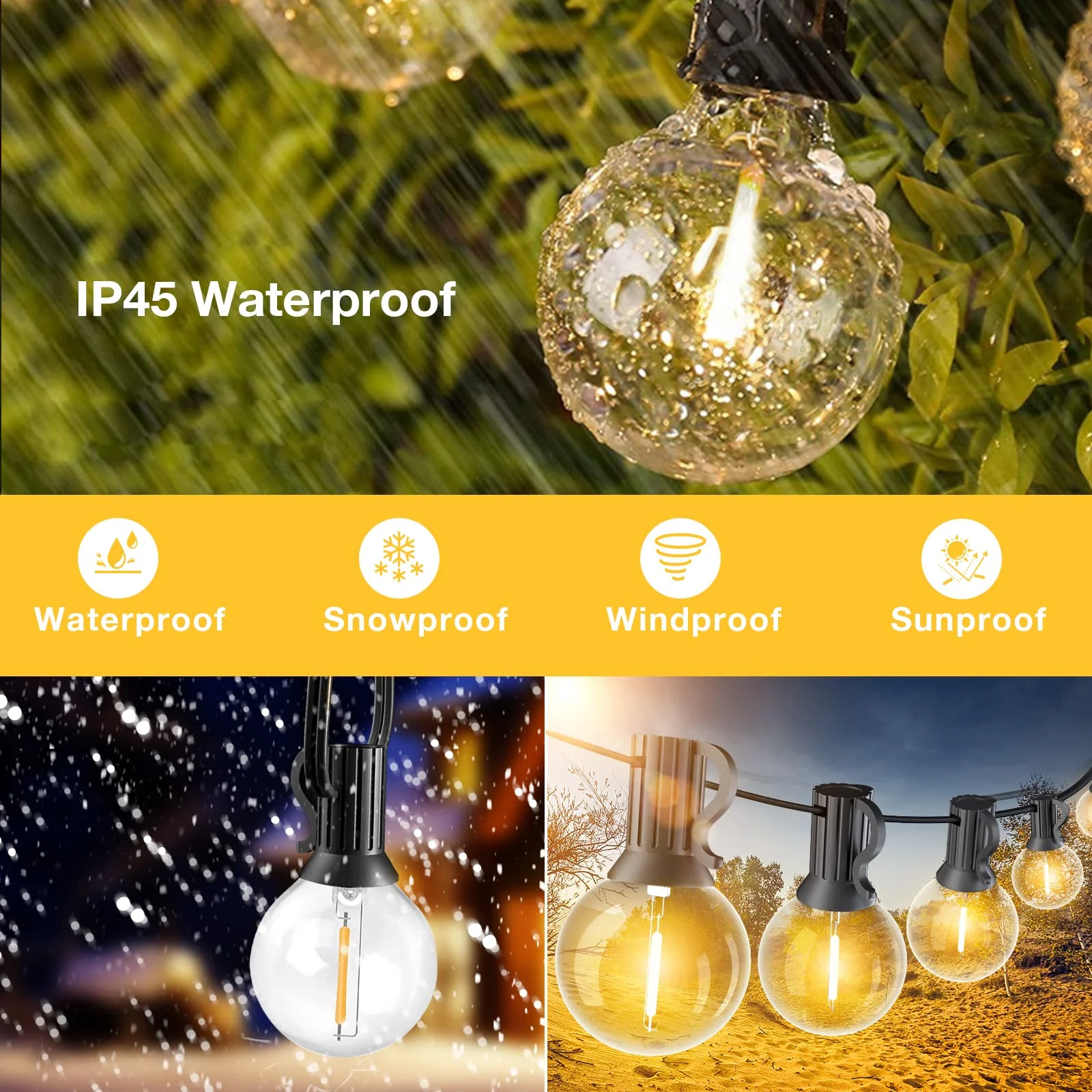 String Lights for Outside 150FT,Dimmable Waterproof Outdoor String Lights with 75+2 Shatterproof G40 Globe Bulbs Connectable LED Patio Lights, Commercial Hanging Lights for Christmas Backyard Party - Image 7