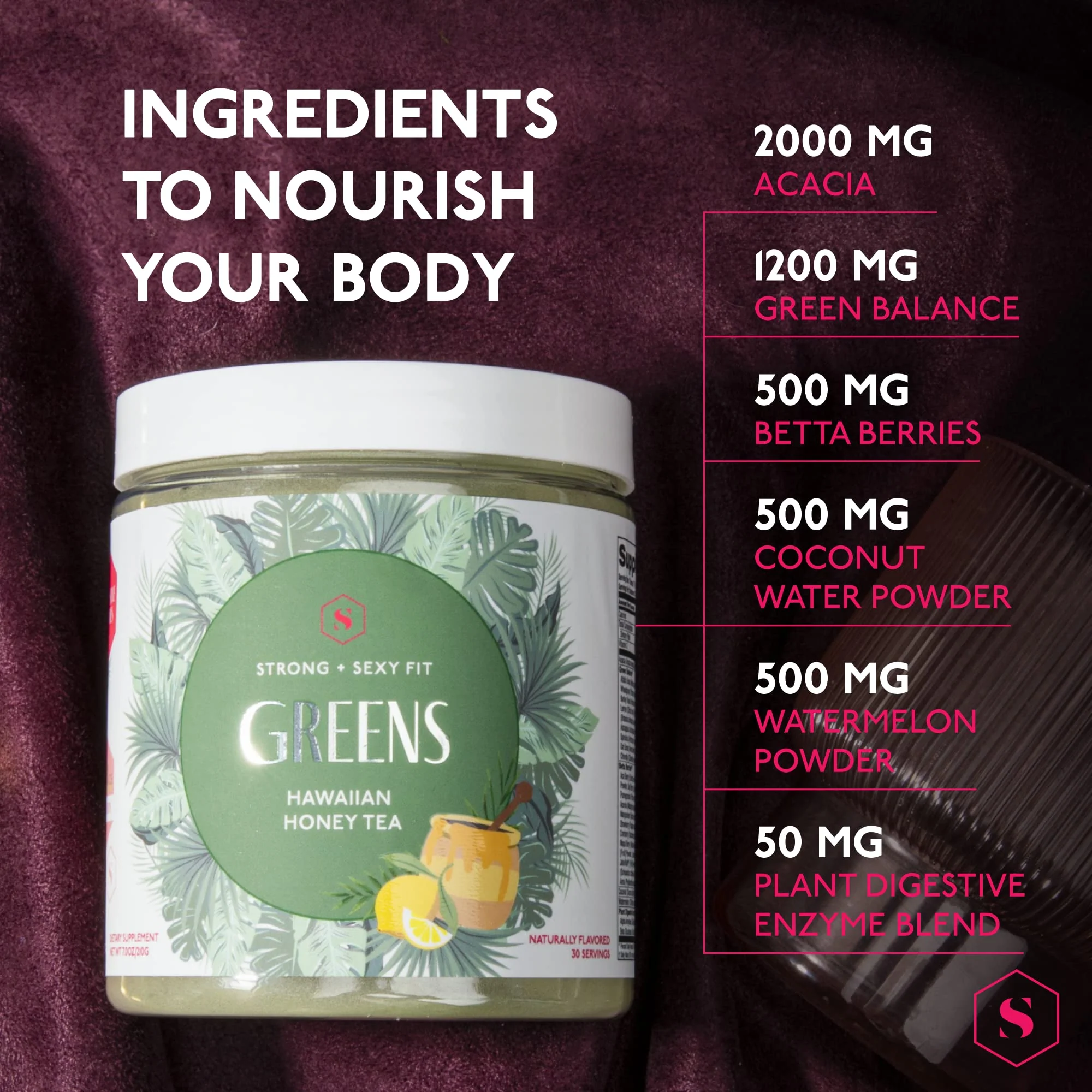 Strong + Sexy Fit Greens Powder, Green Juice Mix for Gut Health, Energy & Immune Support, Fruit and Veggies Supplement with Wheat Grass, Digestive Enzyme, Vitamin C, Electrolytes, Barley, 30 SVG - Image 2
