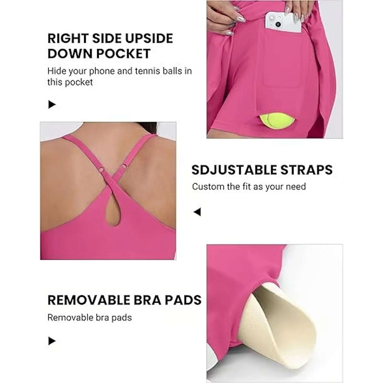 Stuffdatas The Ultimate Tummy Control Backless Active Dress -Made for Movement & Easy Bathroom Breaks, Workout Exercise Dress(Rose,M) - Image 4