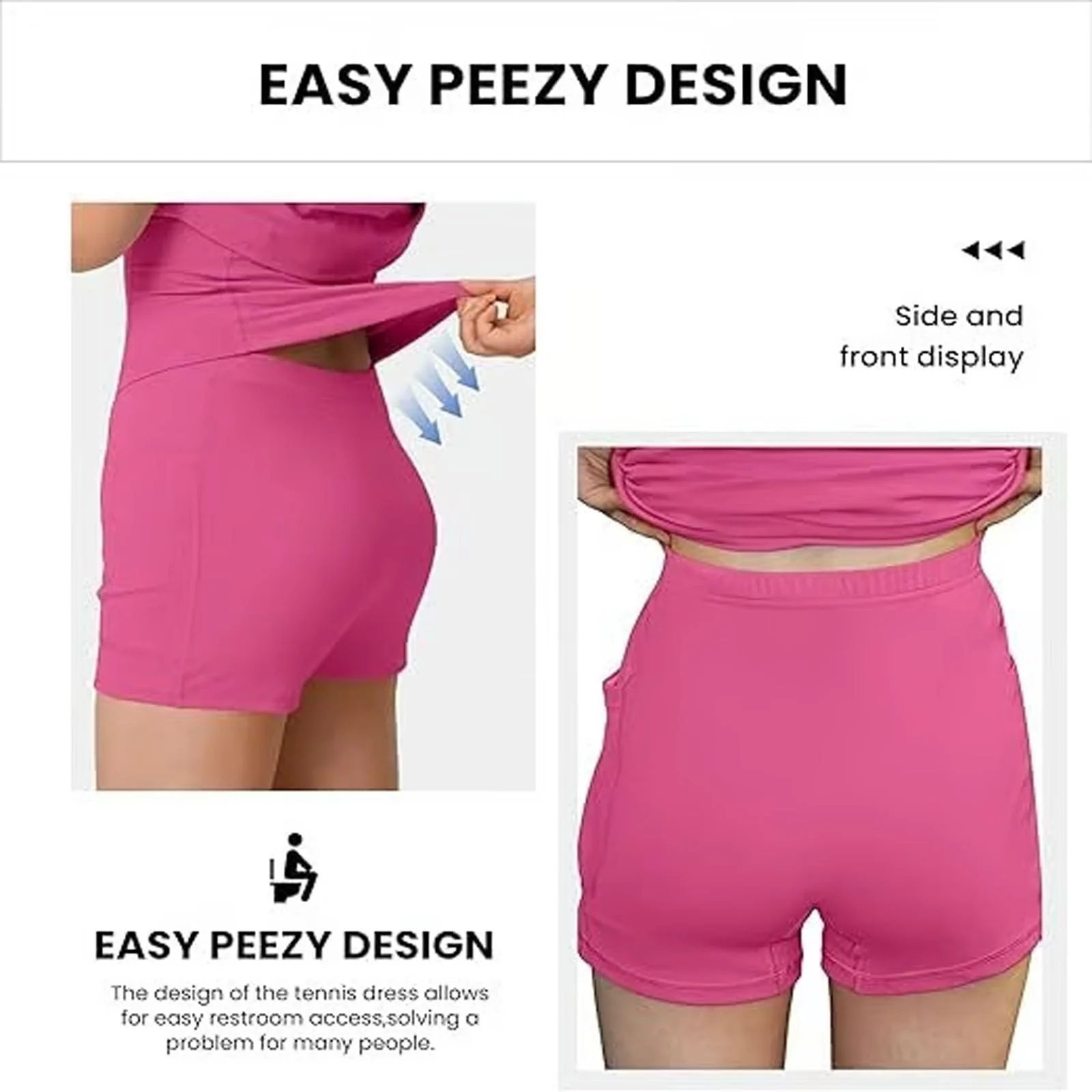 Stuffdatas The Ultimate Tummy Control Backless Active Dress -Made for Movement & Easy Bathroom Breaks, Workout Exercise Dress(Rose,M) - Image 5
