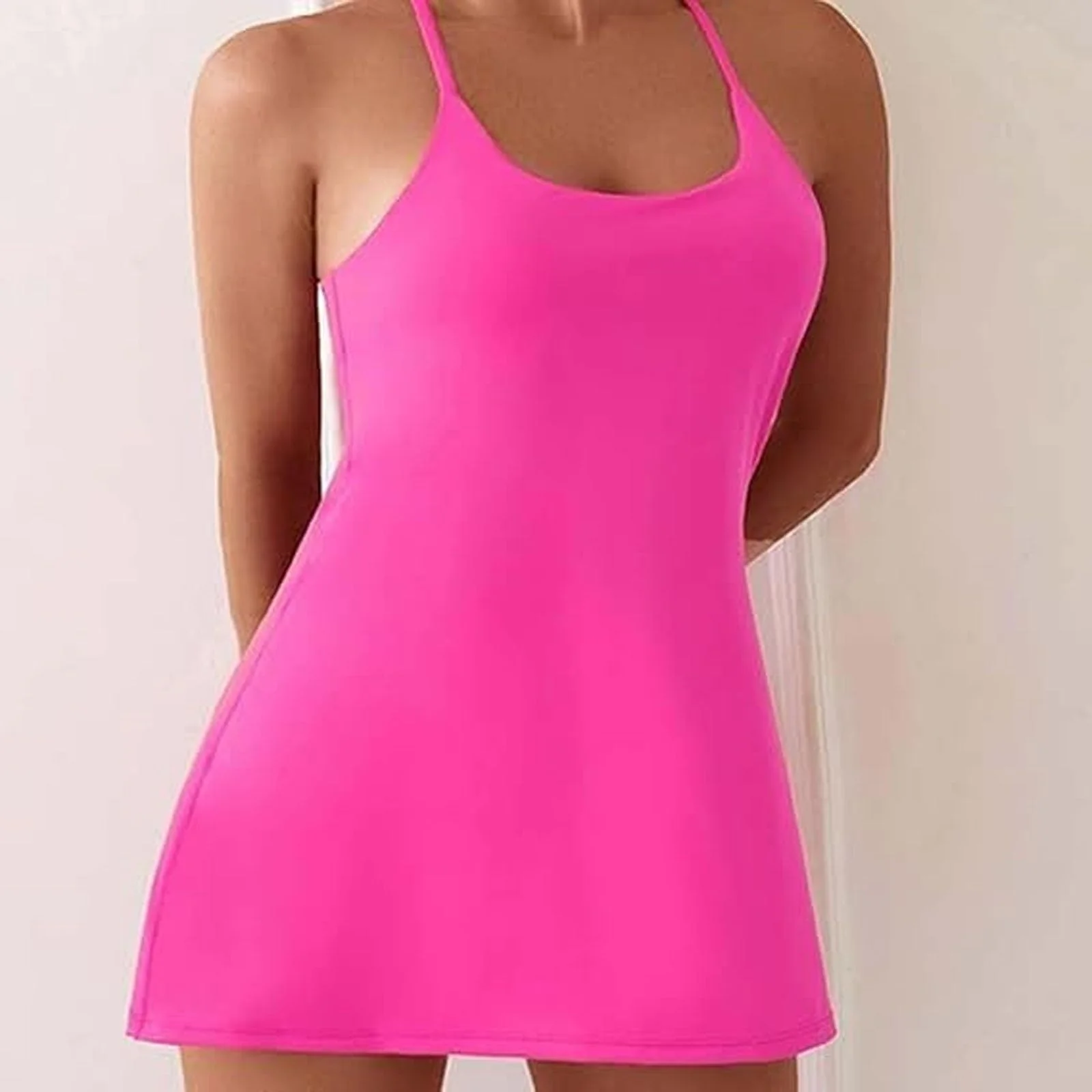 Stuffdatas The Ultimate Tummy Control Backless Active Dress -Made for Movement & Easy Bathroom Breaks, Workout Exercise Dress(Rose,M) - Image 6