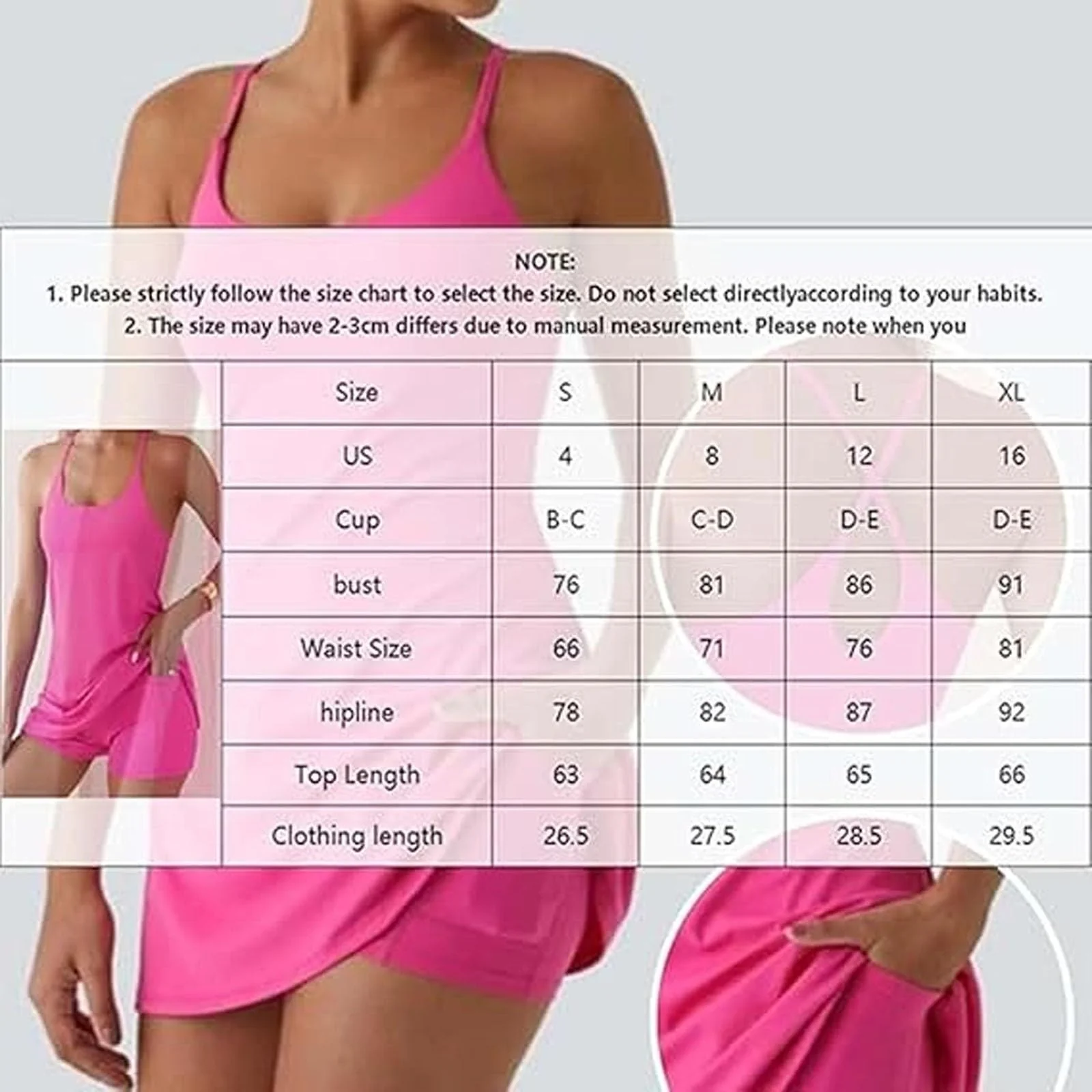 Stuffdatas The Ultimate Tummy Control Backless Active Dress -Made for Movement & Easy Bathroom Breaks, Workout Exercise Dress(Rose,M) - Image 7
