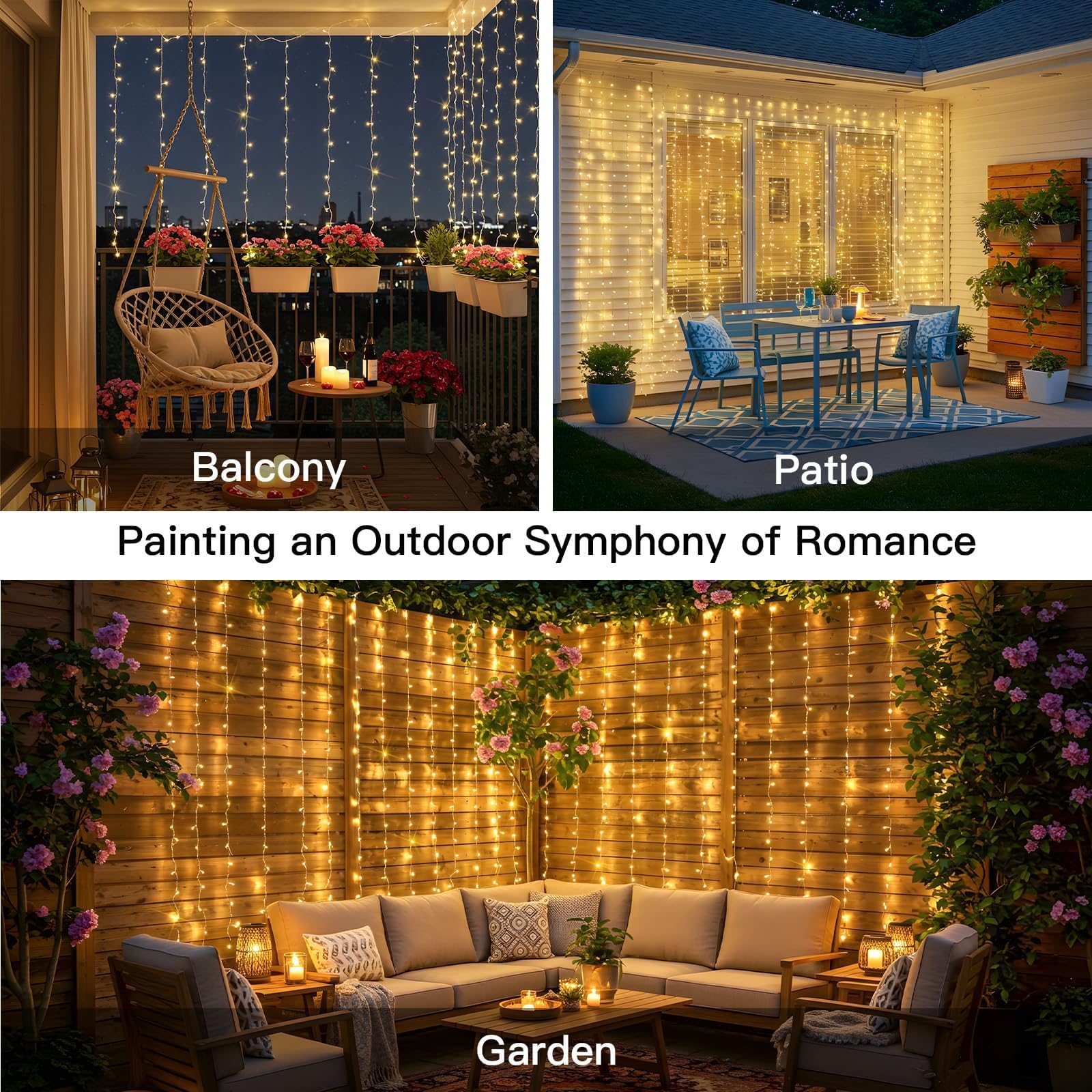 suddus Curtain Lights for Bedroom, 200 Led Hanging String Light Outdoor, Fairy Curtain Lights Indoor for Christmas, Dorm, Wall, Backdrop, Window, Wedding, Party, Birthday Decor, Warm White - Image 9