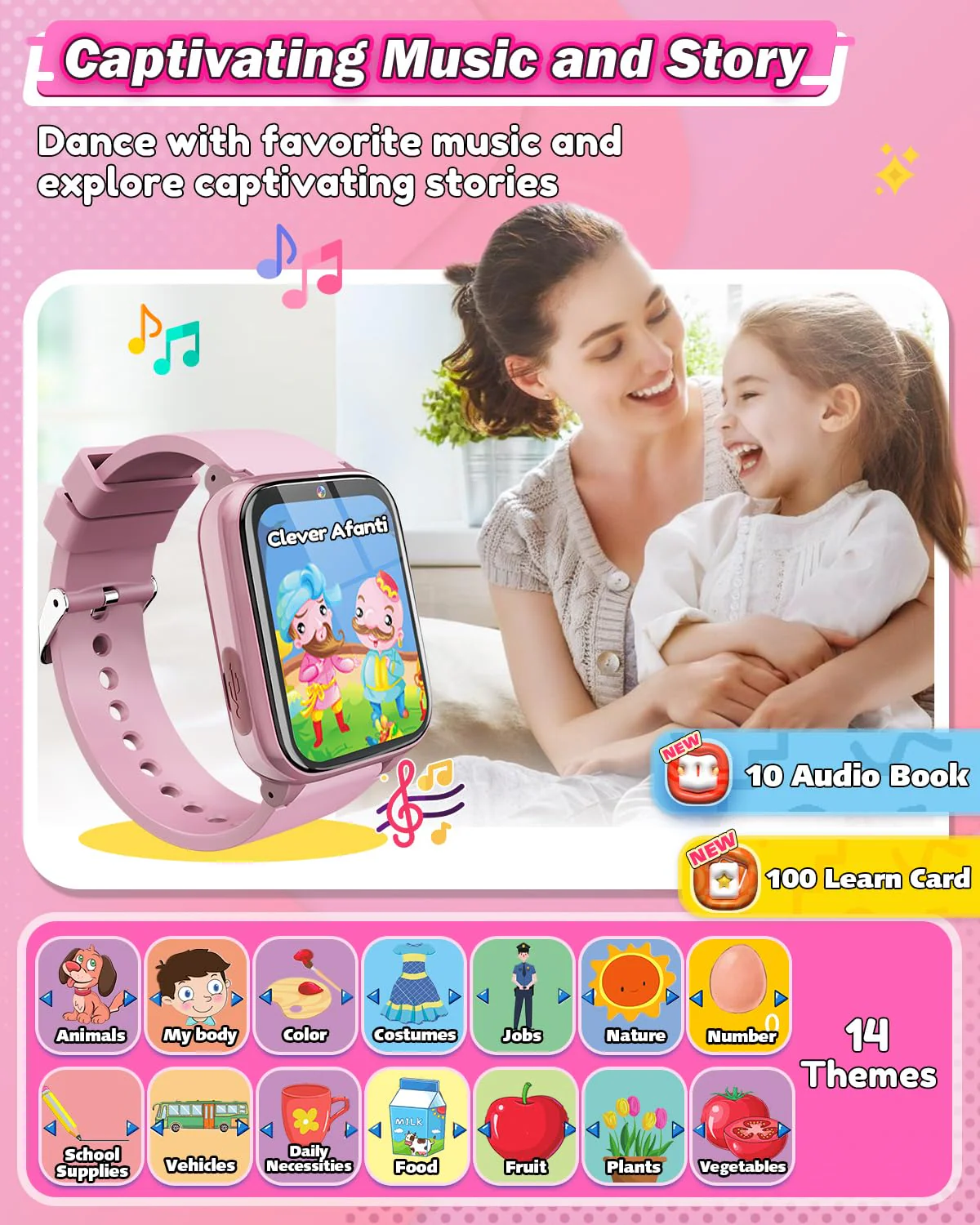 Sueseip Kids Smart Watches Girls Toys Age 6-8, HD Touchscreen Dual Cameras Kids Watch for Girl Ages 8-10, Kid Toy with 35 Games MP3 Learn Card for 5 6 7 8 9 Year Old Girl Christmas Birthday Gifts - Image 6