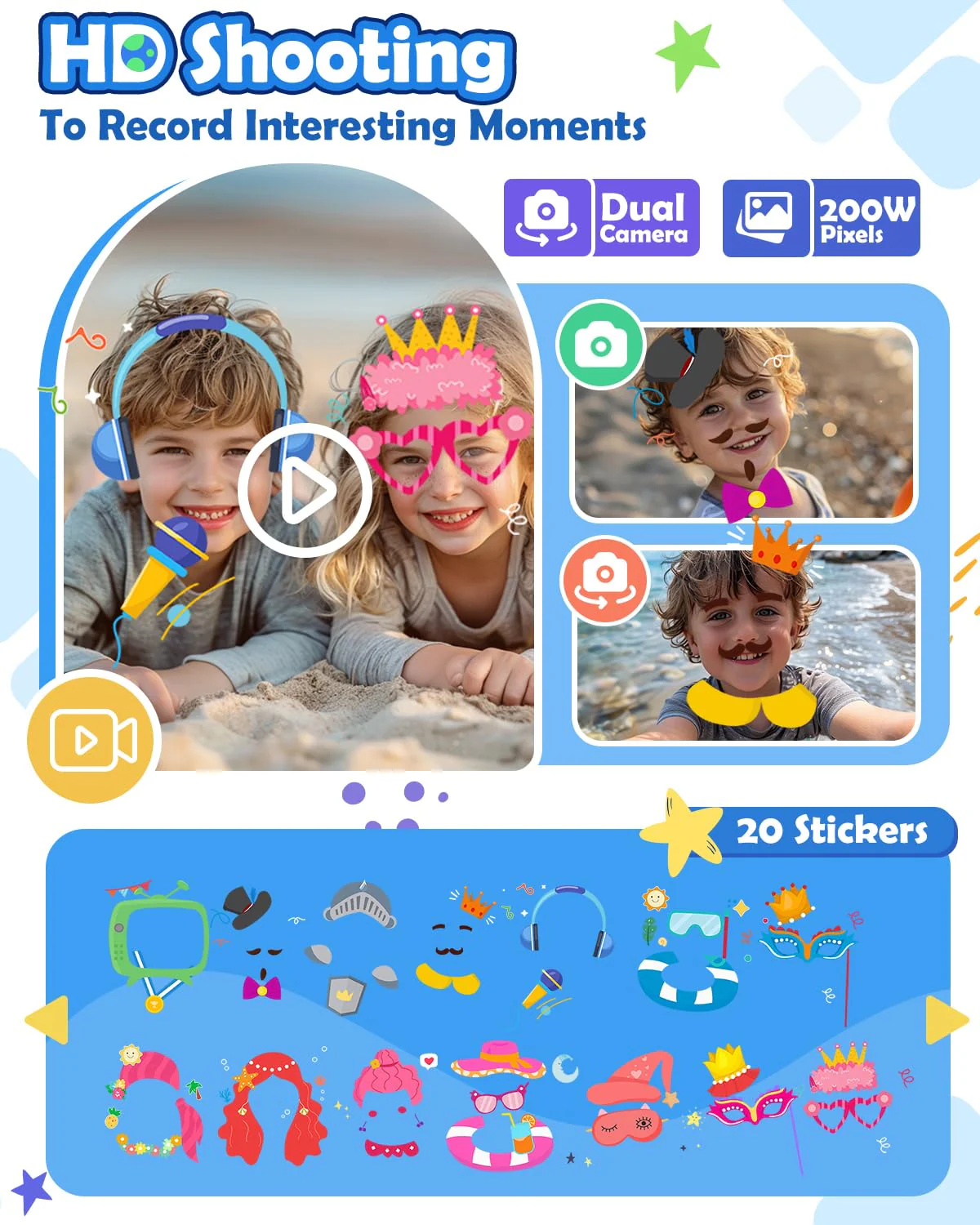Sueseip Smart Phone for Kids Toys Age 4-6, Christmas Birthday Gifts Dinosaur Toddler Toys for Boys 5-7, Touchscreen Dual Camera Kids Cell Phone for Boys Age 8-10, with Games,SD Card,Screen Protector - Image 5