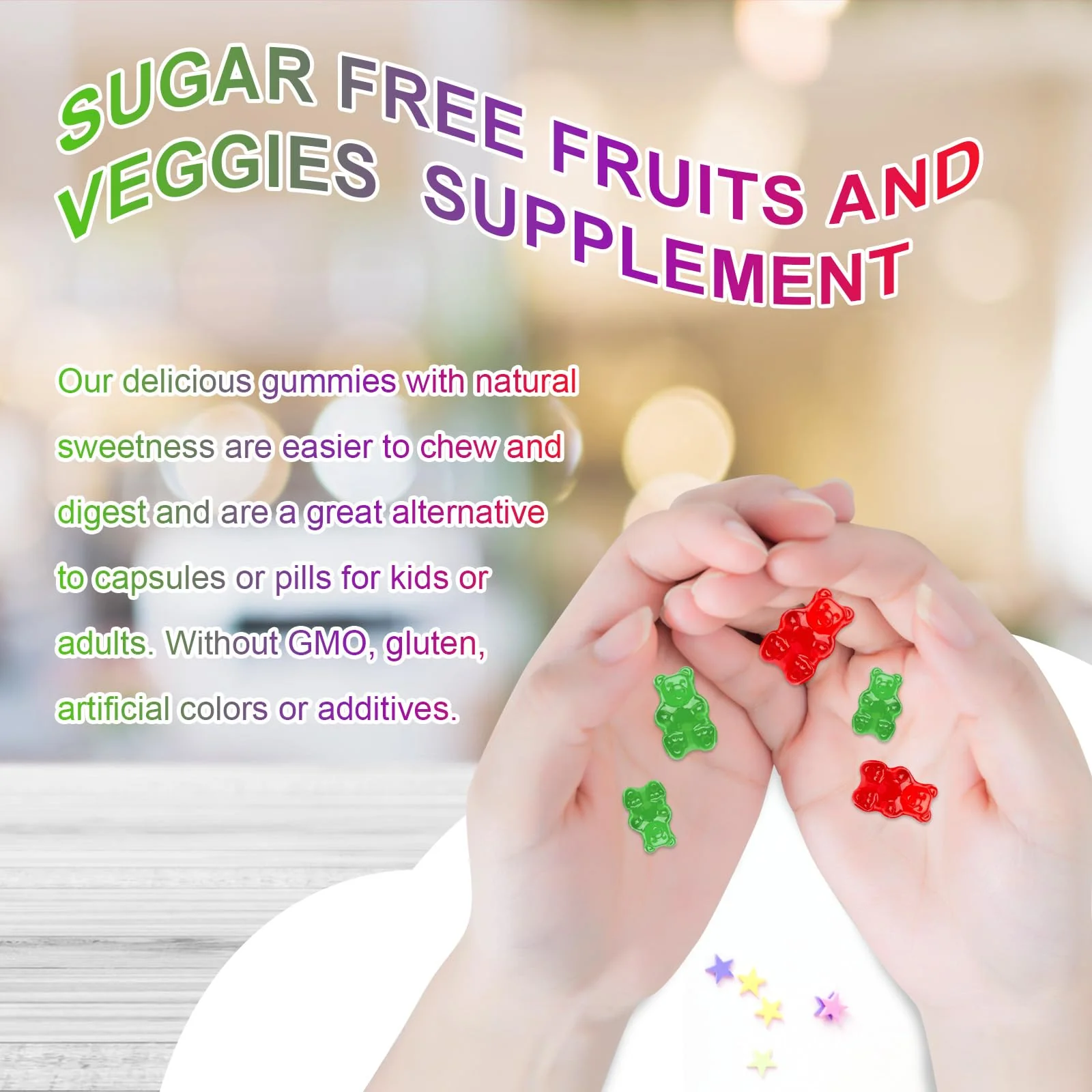 Sugar-Free Fruits and Veggies Gummies Supplement, Multi-Vitamins & Minerals in Gummies, Natural Fruits and Vegetables Supplement, Immunity & Antioxidant & Energy Supplements for Women & Men - Image 4