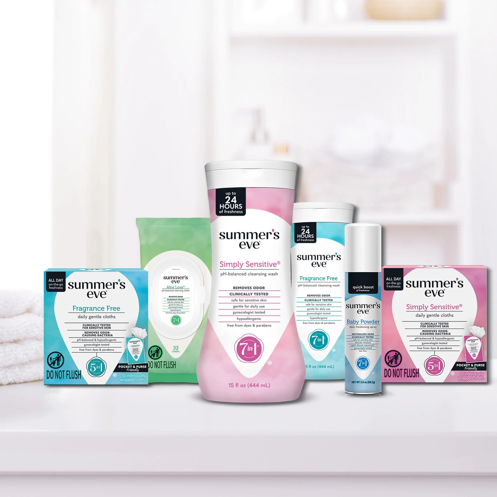 Summer's Eve Simply Sensitive Daily Gentle Feminine Wipes, Removes Odor, pH balanced, 32 count, 4 Pack - Image 3