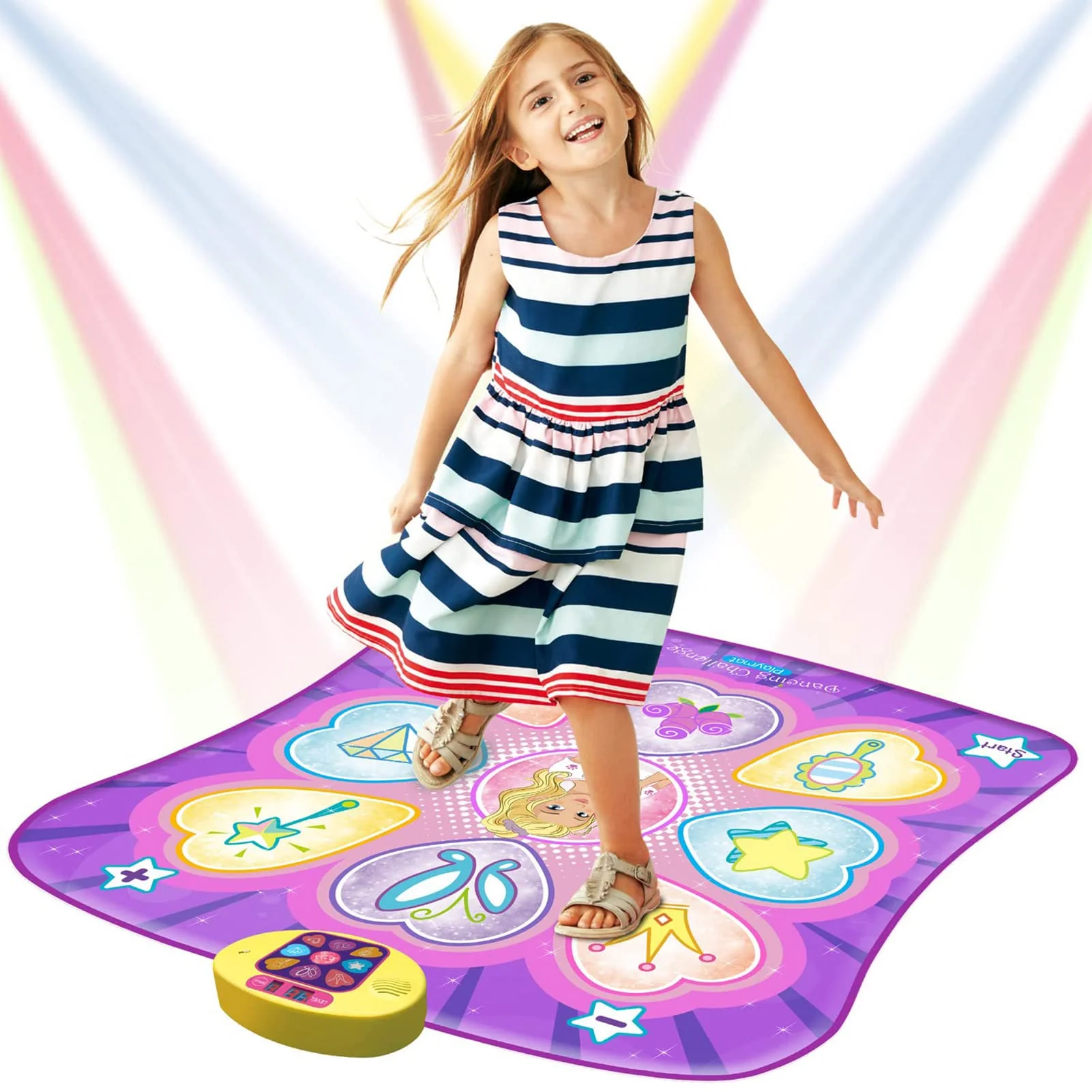 SUNLIN Dance Mat Toys for Girls Ages 3-10 | Dance Pad with LED Lights, Adjustable Volume, 9 Built-in Music, 7 Game Modes, 5 Challenge Levels | Christmas Birthday Gifts for 3 4 5 6 7 8+ Years Old Girl - Image 2