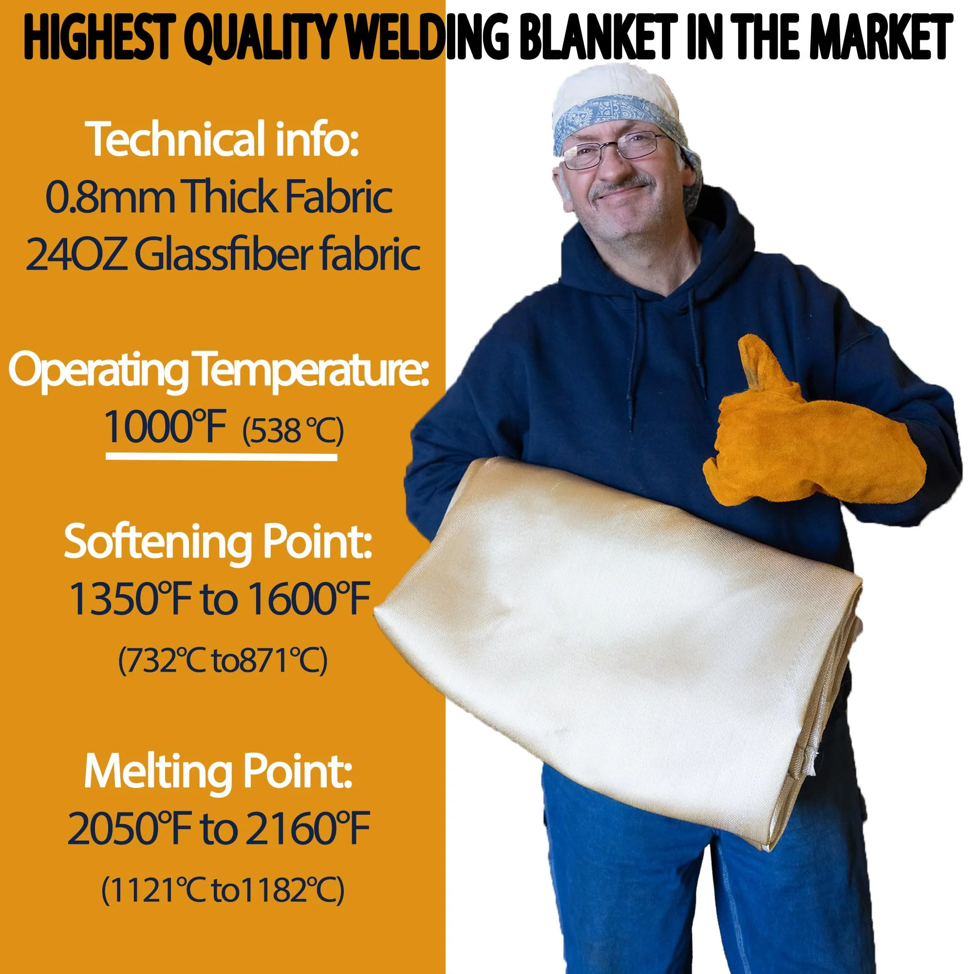 Supa Ant Welding Blanket Fireproof (Pack of 2) - Heavy Duty Weld Fire Blanket Tools - Welders Cover for Men Curtain - 6x8in with Gloves - Large Welding Gear for Welder Accessories/Emergency Supplies - Image 6