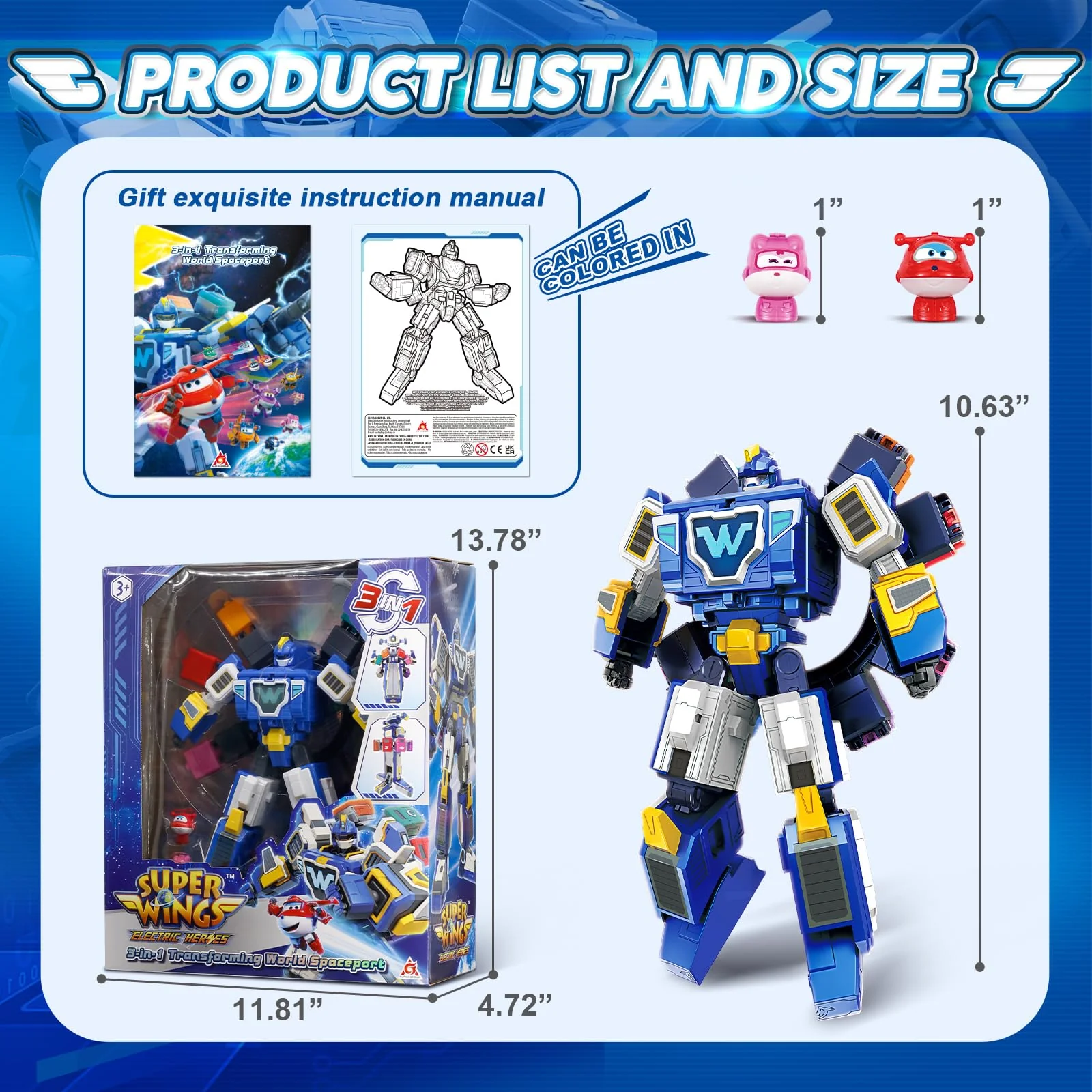 Super Wings Transforming Toys, 10 inch World Aircraft Transform Figures Toys, 3 in 1 Mode Rescue Bots Action Figure Toy Figures for 4-8 Year Old Boys, Plane Toy for Toddlers Kids Age 4 5 6 7 8 - Image 2
