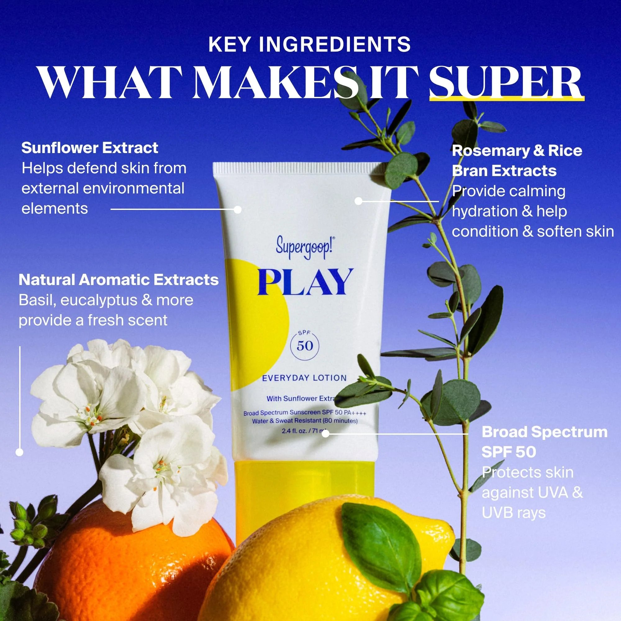 Supergoop! PLAY Everyday Lotion SPF 50 (2.4 fl oz) - Broad Spectrum Body & Face Sunscreen for Sensitive Skin - Great for Active Days - Fast Absorbing, Water & Sweat Resistant - Image 6