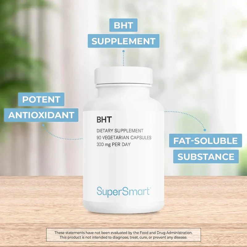 Supersmart Supersmart - BHT 300 mg Per Day - Butylated Hydroxytoluene - Powerful Antioxidant & Immune Support - Anti Aging Supplement | Non-GMO & Gluten Free - 90 Vegetarian Capsules - Image 4