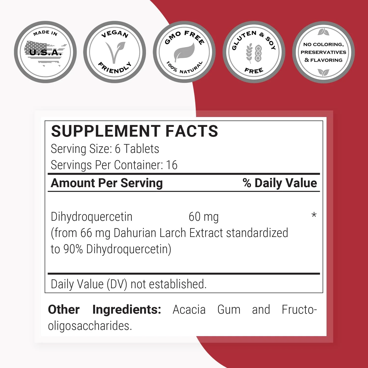 Supersmart - Taxifolin Dihydroquercetin 60mg per Day (90% DHQ Supplement) - Russian Siberian Dahurian Larch Tree Extract - Antioxidant Bioflavonoid | Non-GMO & Gluten Free - 100 Tablets - Image 6