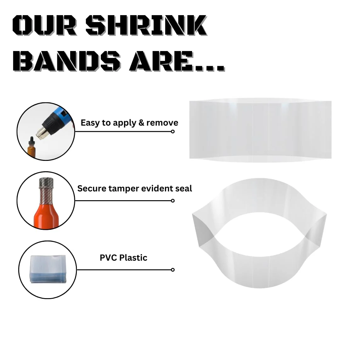 Supplement and Supply 100 x 40 mm Clear Perforated Shrink Band for Cosmetic Jars, Plastic Jars, Spice Jars and More. [Compatible Diameter: 2.4"] - Bundle of 1,000 - Image 8