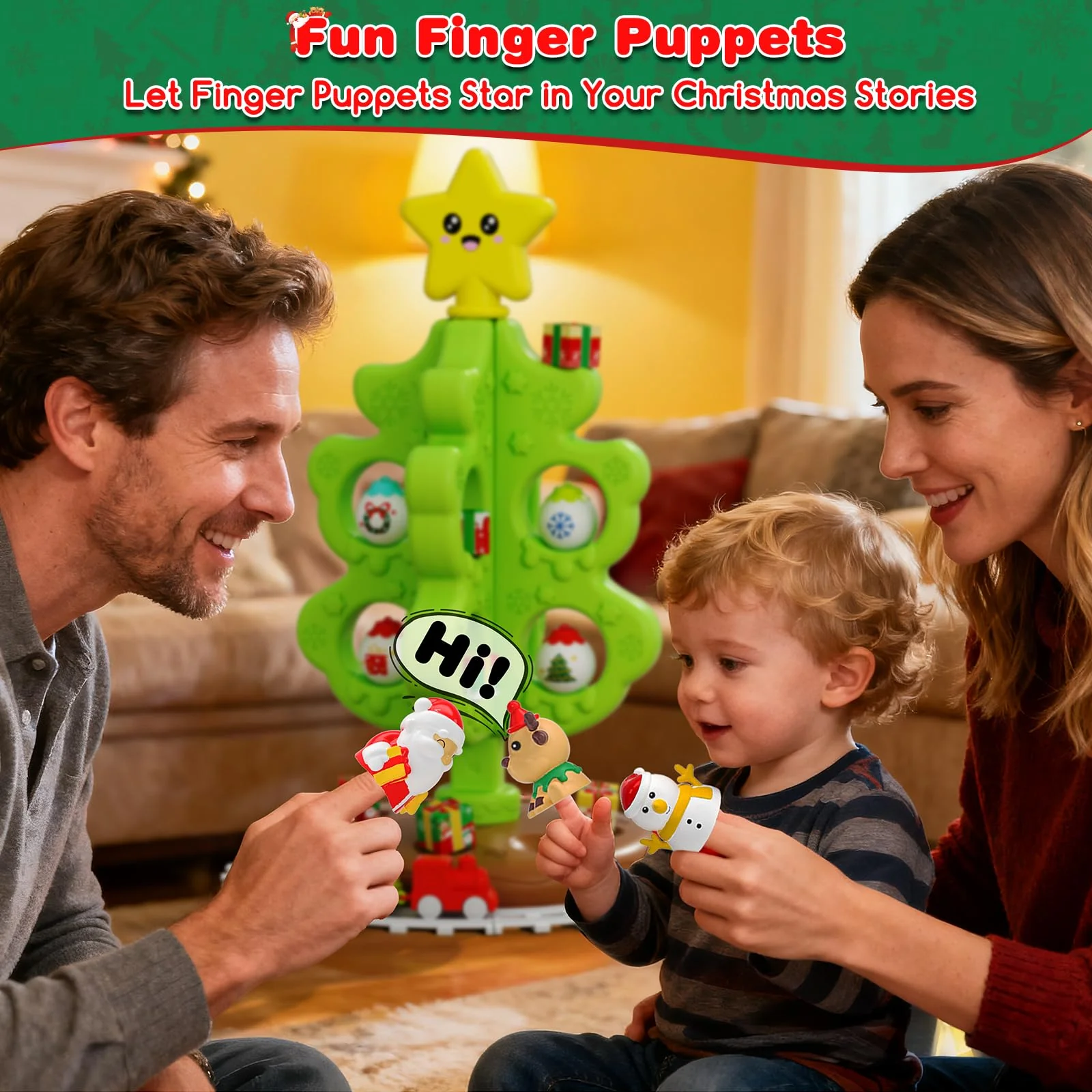 Surelect My First Christmas Tree for Toddlers, Montessori Christmas Decoration Toy with Ornaments, Mini Train Set, Roly Poly Toys, Finger Puppets, Birthday Xmas Gifts for Little Kids Boys and Girls - Image 4