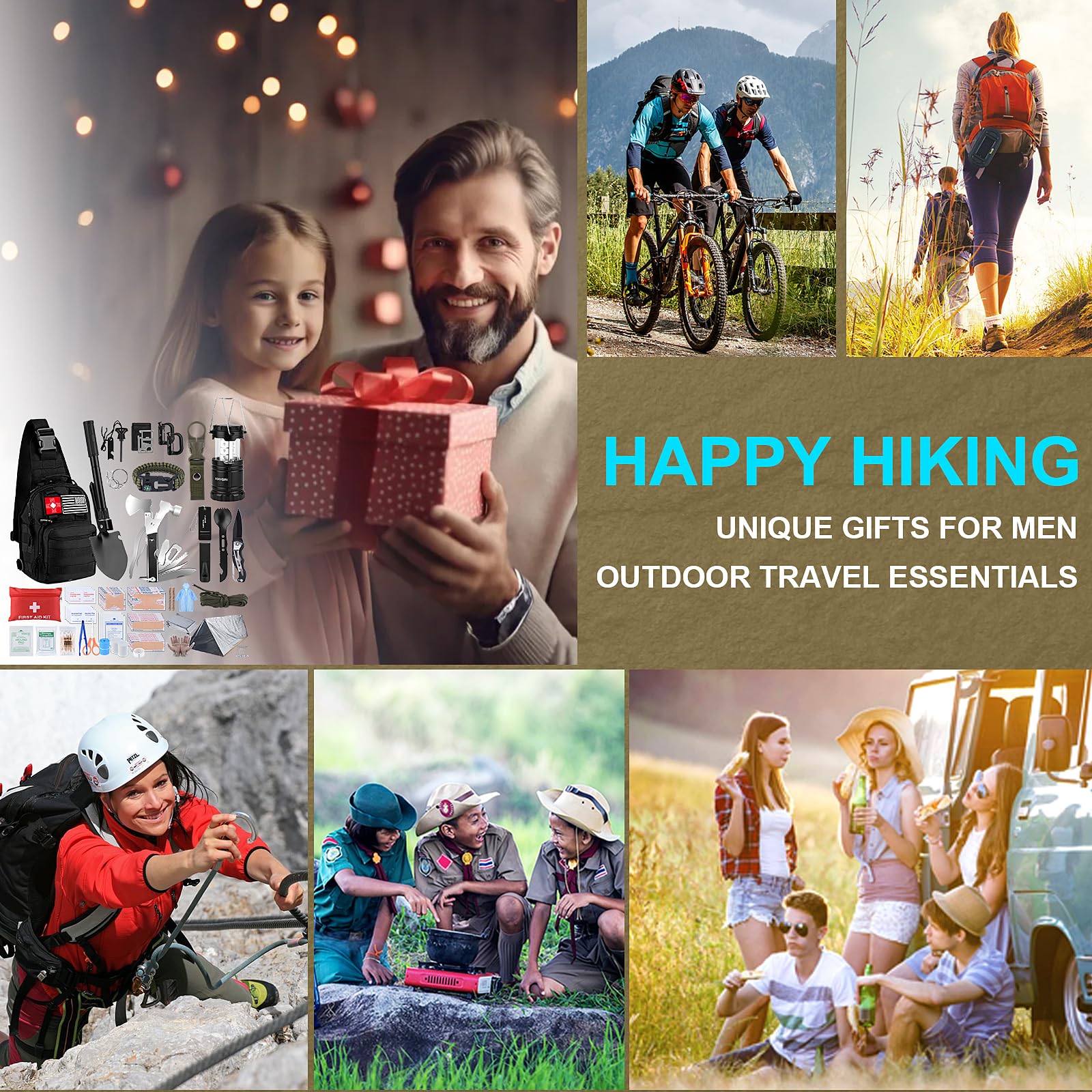 Survival Kit, Gifts for Christmas Men, Women, 251pcs Emergency Survival Gear and Supplies Equipment, First Aid Kit with Crossbody Bag, Camping Essentials for Earthquake, Hiking, Outdoor Adventure - Image 2