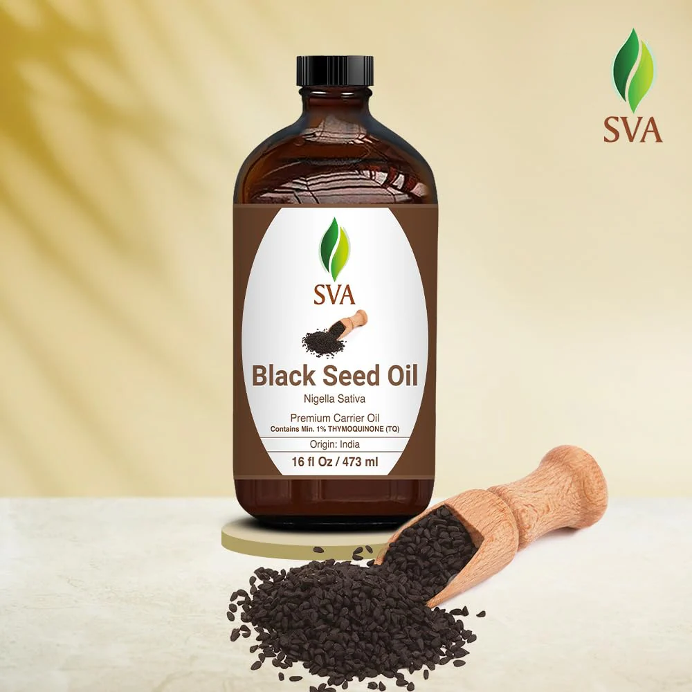 SVA Black Seed Oil - 16 Fl Oz – 100% Natural Cold Pressed Black Seed Oil - for Face, Skin Care, Hair Care, Scalp Massage & Body Massage – Carrier Oil - Image 6