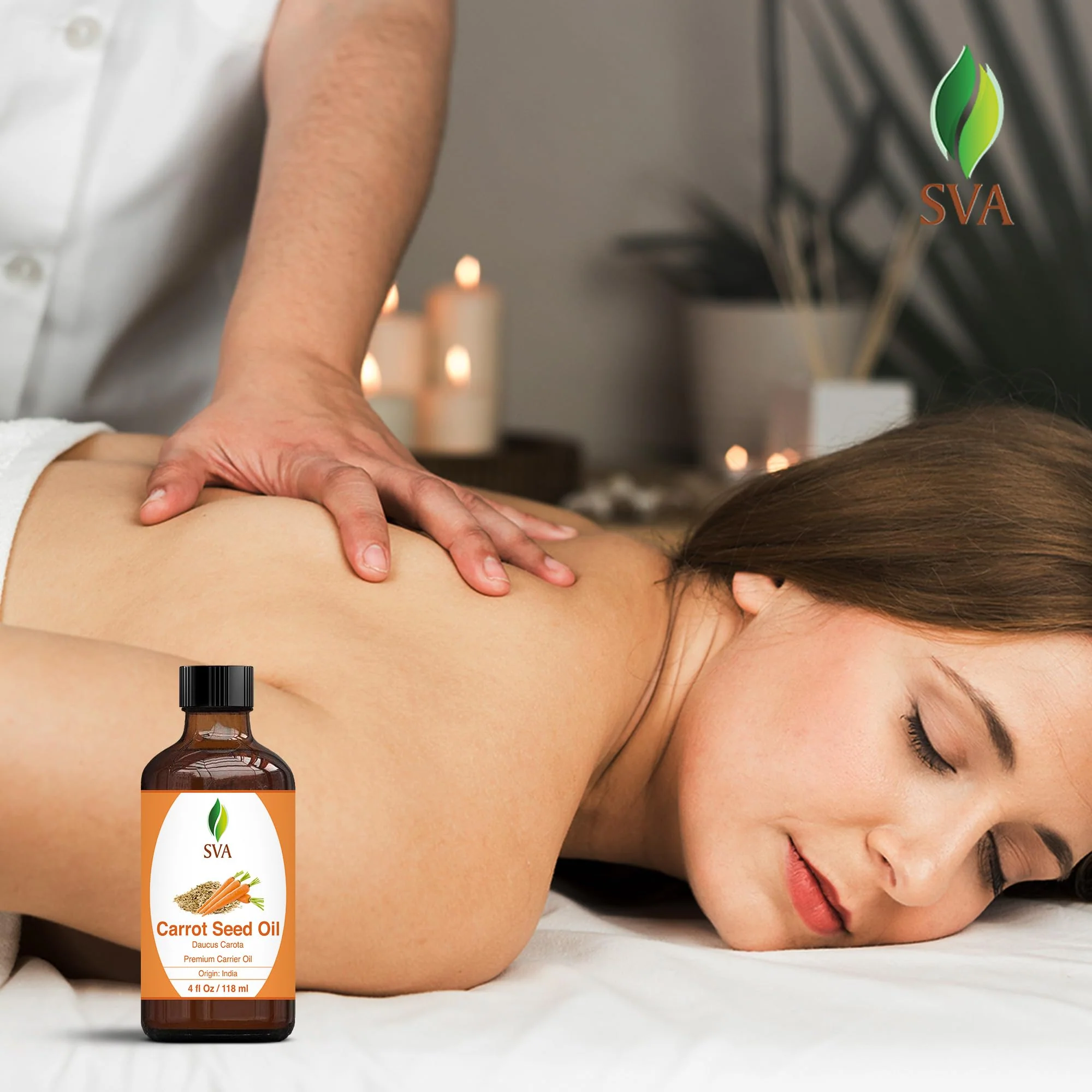 SVA Carrot Seed Oil - 4 Fl Oz – 100% Natural Cold Pressed Carrot Oil - for Face, Skin Care, Hair Care, Scalp Massage & Body Massage – Carrier Oil with Dropper - Image 2