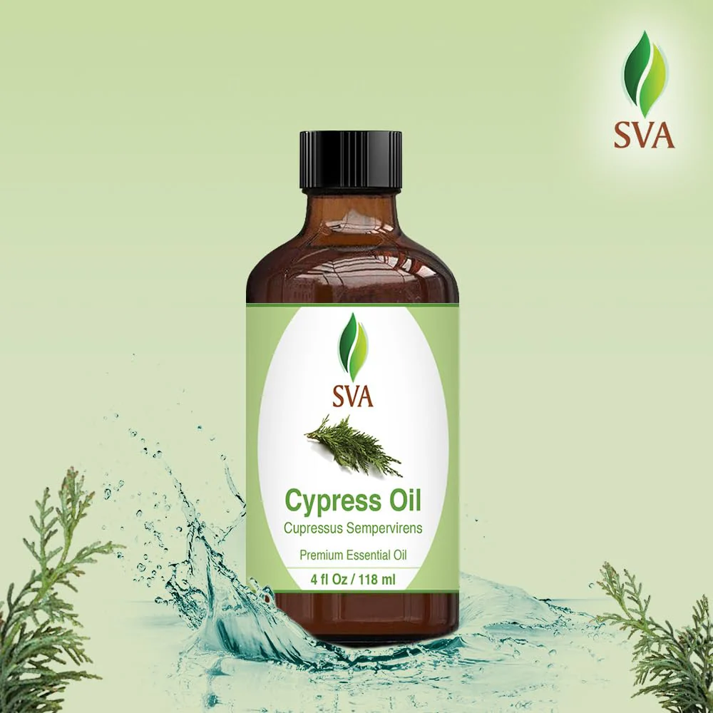 SVA Cypress Essential Oil – 4 Fl Oz – 100% Natural Cypress Oil - for Diffuser, Hair Care, Face, Skin Care, Aromatherapy, Scalp and Body Massage, Soap and Candle Making – with Dropper - Image 5