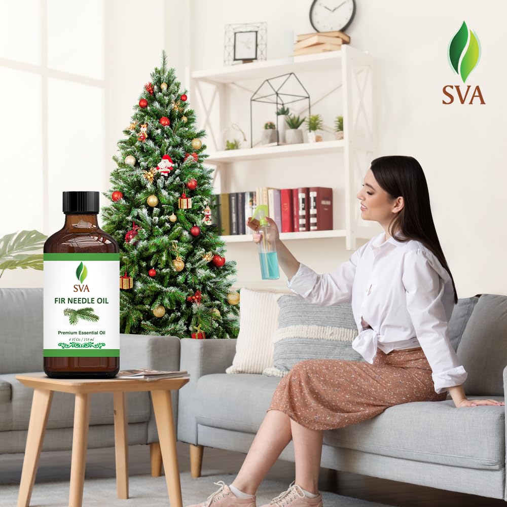 SVA Fir Needle Essential Oil – 4 Fl Oz – 100% Natural Fir Needle Oil - for Diffuser, Hair Care, Face, Skin Care, Aromatherapy, Scalp and Body Massage, Soap and Candle Making – with Dropper - Image 3