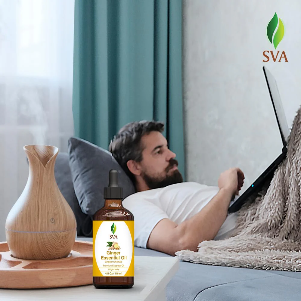 SVA Ginger Essential Oil – 4 Fl Oz – 100% Natural Ginger Oil - for Diffuser, Hair Care, Face, Skin Care, Aromatherapy, Scalp and Body Massage, Soap and Candle Making – with Dropper - Image 4