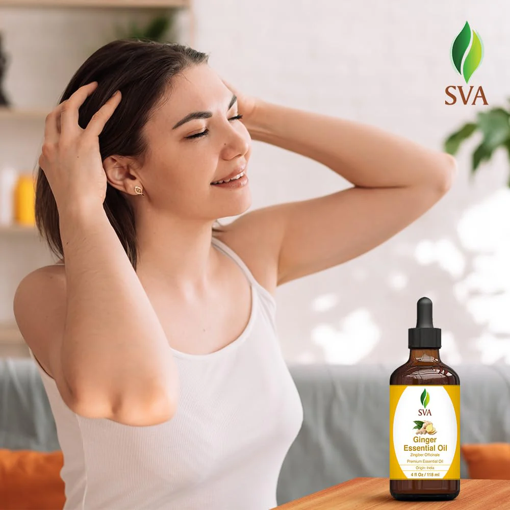 SVA Ginger Essential Oil – 4 Fl Oz – 100% Natural Ginger Oil - for Diffuser, Hair Care, Face, Skin Care, Aromatherapy, Scalp and Body Massage, Soap and Candle Making – with Dropper - Image 5