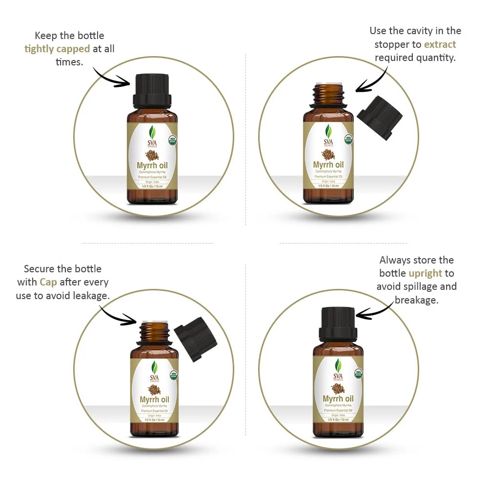 SVA Myrrh Essential Oil Organic – 1/3 Fl Oz – 100% Natural Organic Myrrh Oil - for Diffuser, Hair Care, Face, Skin Care, Aromatherapy, Scalp and Body Massage, Soap and Candle Making - Image 6