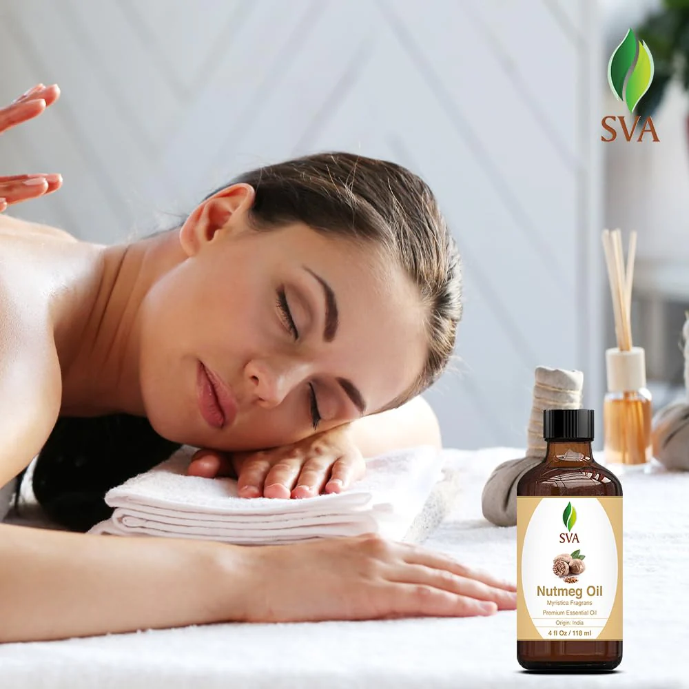 SVA Nutmeg Essential Oil – 4 Fl Oz – 100% Natural Nutmeg Oil - for Diffuser, Hair Care, Face, Skin Care, Aromatherapy, Scalp and Body Massage, Soap and Candle Making – with Dropper - Image 5