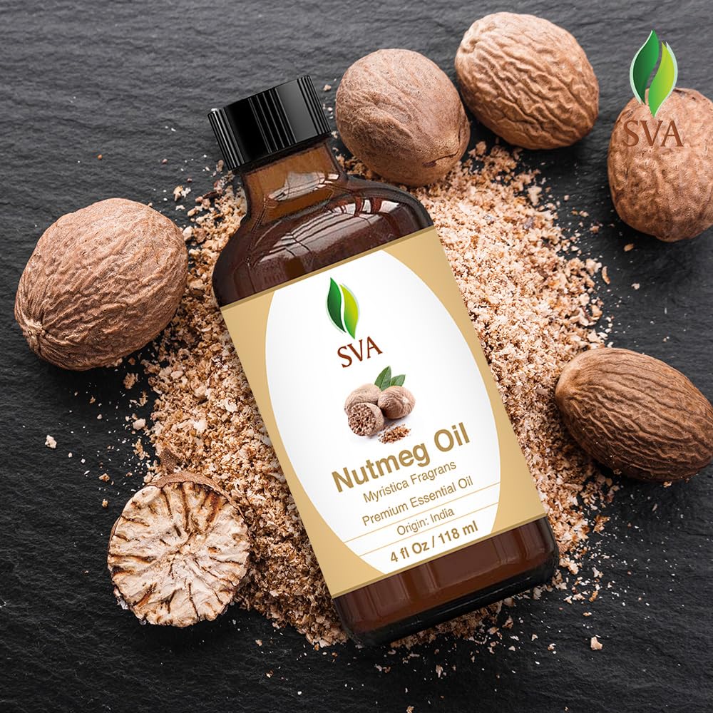 SVA Nutmeg Essential Oil – 4 Fl Oz – 100% Natural Nutmeg Oil - for Diffuser, Hair Care, Face, Skin Care, Aromatherapy, Scalp and Body Massage, Soap and Candle Making – with Dropper - Image 6