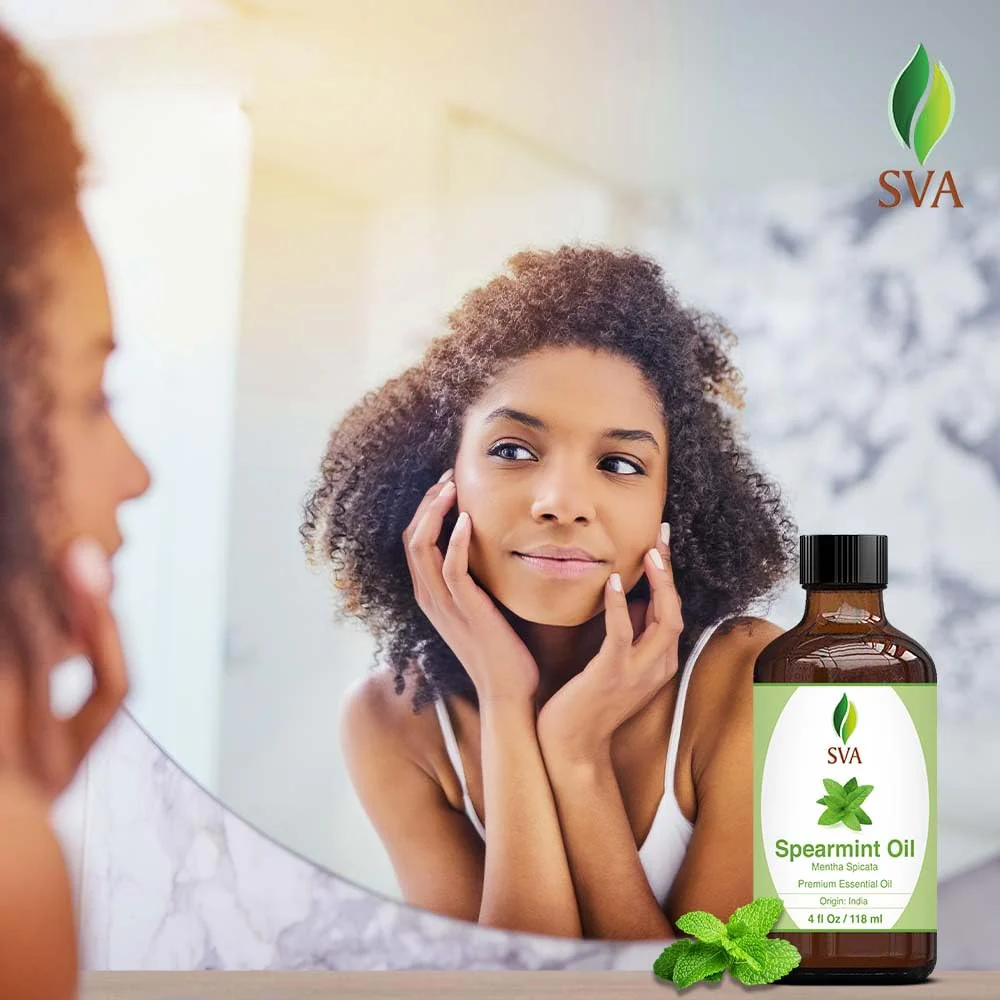 SVA Spearmint Essential Oil – 4 Fl Oz – 100% Natural Spearmint Oil - for Diffuser, Hair Care, Face, Skin Care, Aromatherapy, Scalp and Body Massage, Soap and Candle Making – with Dropper - Image 3