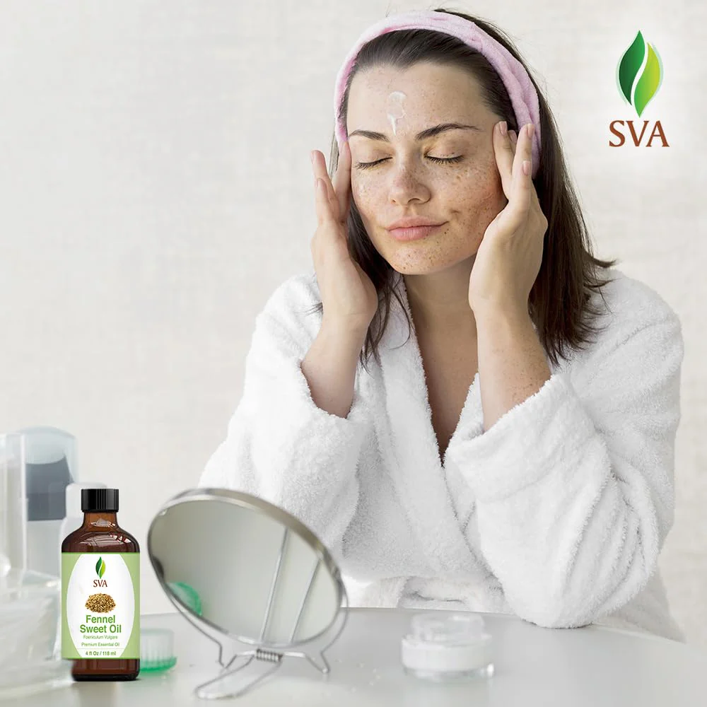 SVA Sweet Fennel Essential Oil – 4 Fl Oz – 100% Natural Fennel Oil - for Diffuser, Hair Care, Face, Skin Care, Aromatherapy, Scalp and Body Massage, Soap and Candle Making – with Dropper - Image 3