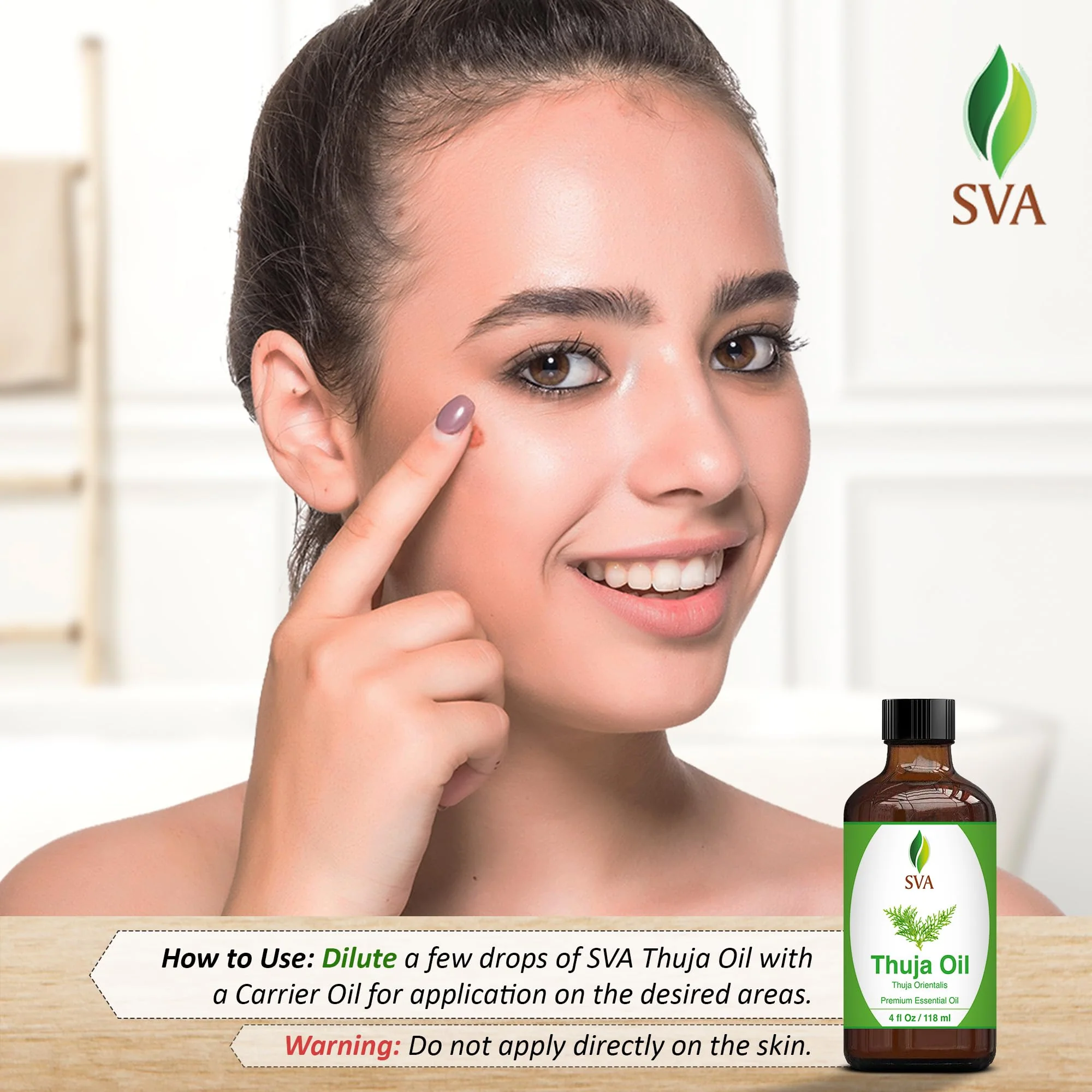 SVA Thuja Essential Oil – 4 Fl Oz – 100% Natural Thuja Oil - for Diffuser, Hair Care, Face, Skin Care, Aromatherapy, Scalp and Body Massage, Soap and Candle Making – with Dropper - Image 2