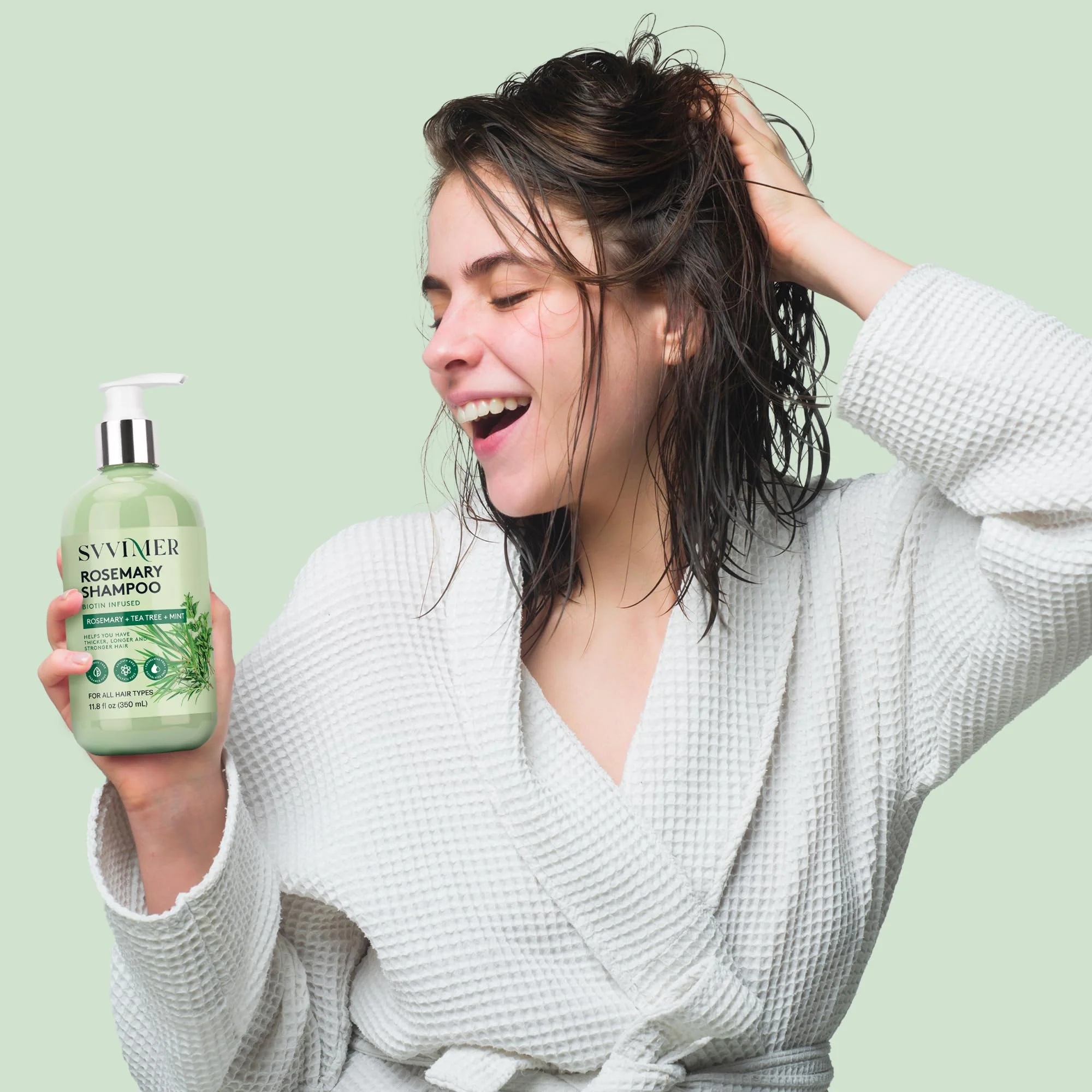 Svvimer Rosemary Hair Thickening Shampoo: Thickening and Strengthening Formula for Men & Women - Volumizing Shampoo with Tea Tree Oil Biotin Mint - For Thinning Fine Hair 11.8 Fl Oz - Image 3