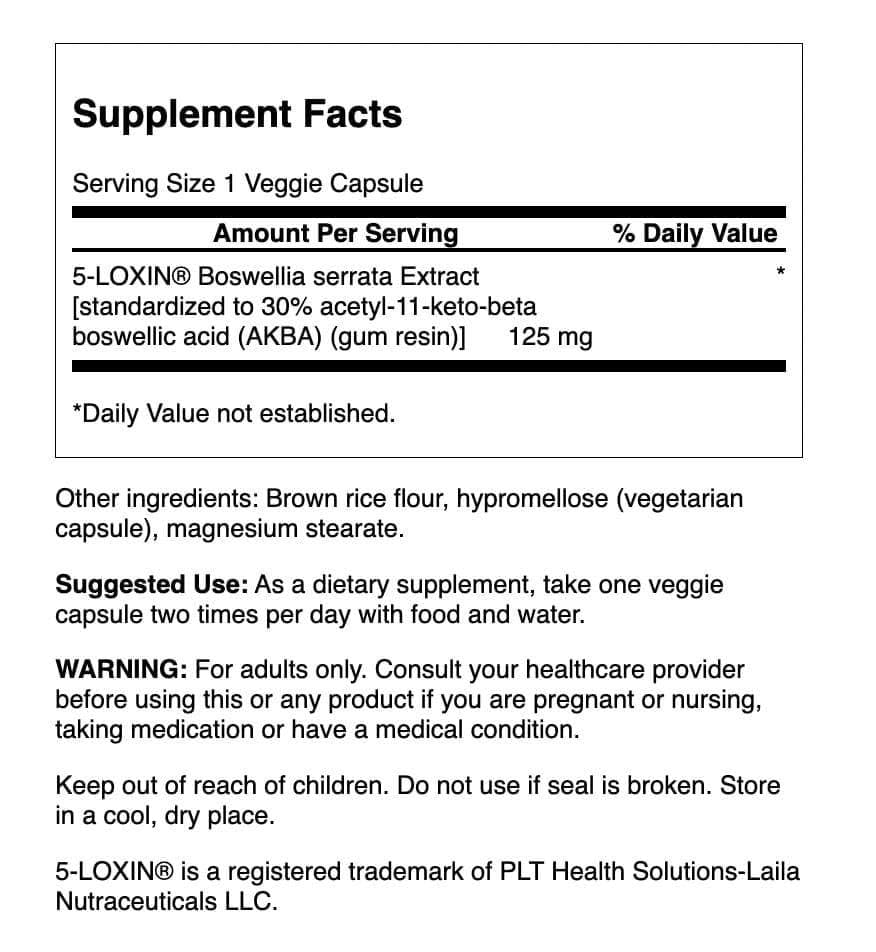 Swanson Boswellia Serrata Extract 125 Milligrams 60 Veg Capsules - Image 7