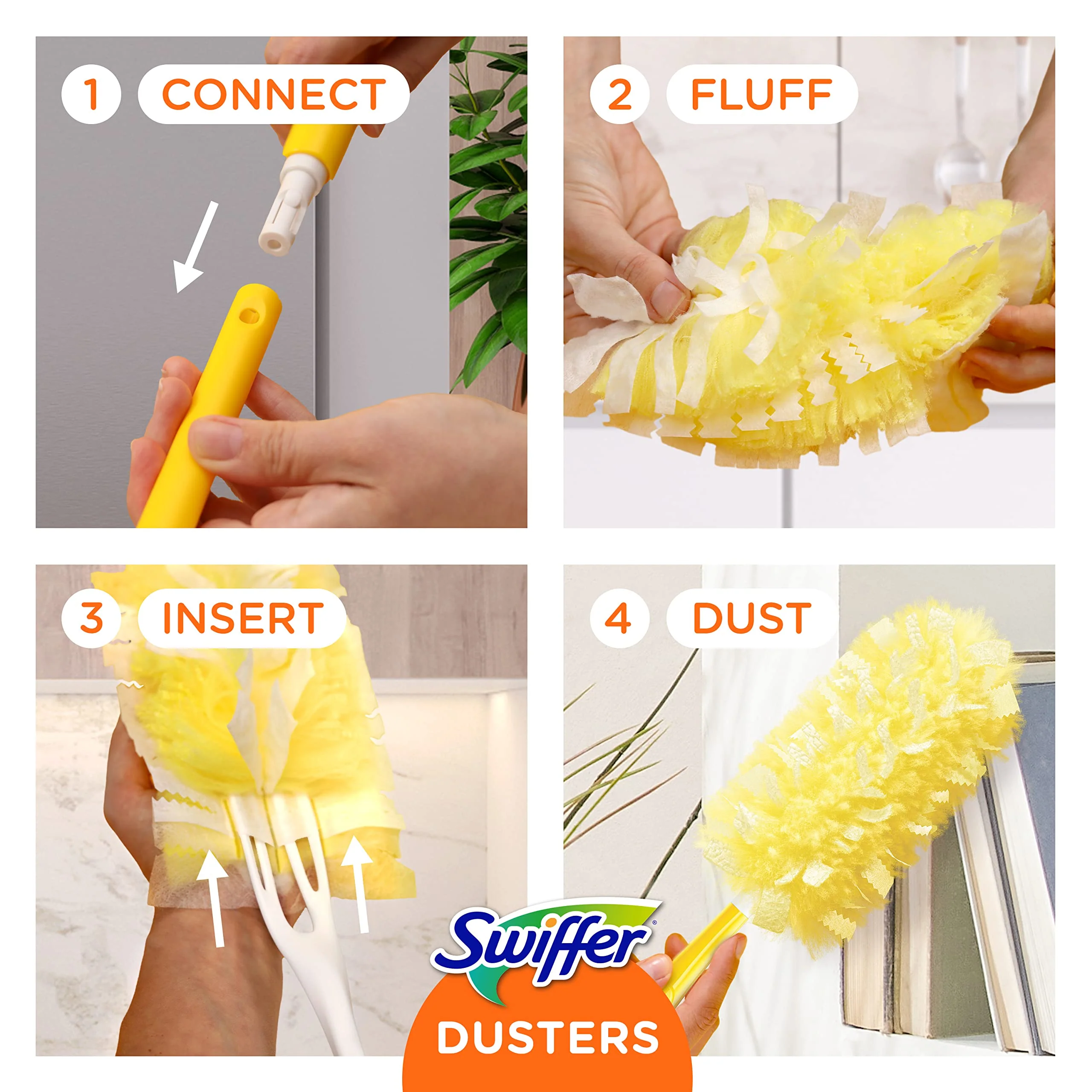 Swiffer Duster Heavy Duty Dusting Kit, Cleaning Supplies, 3 ft Extended Handle, 1 Duster, 12 Refills - Image 3