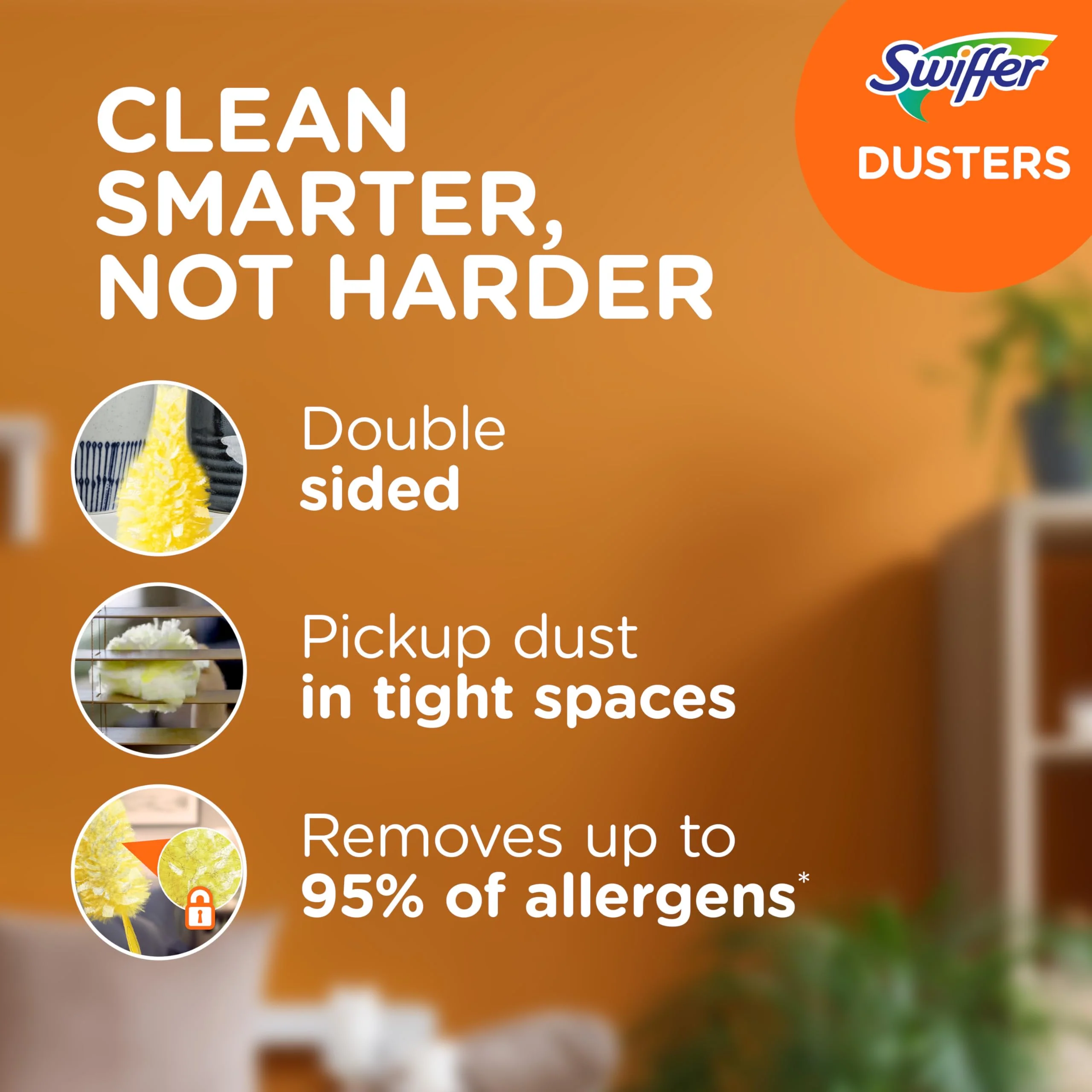 Swiffer Duster Heavy Duty Dusting Kit, Cleaning Supplies, 3 ft Extended Handle, 1 Duster, 12 Refills - Image 8