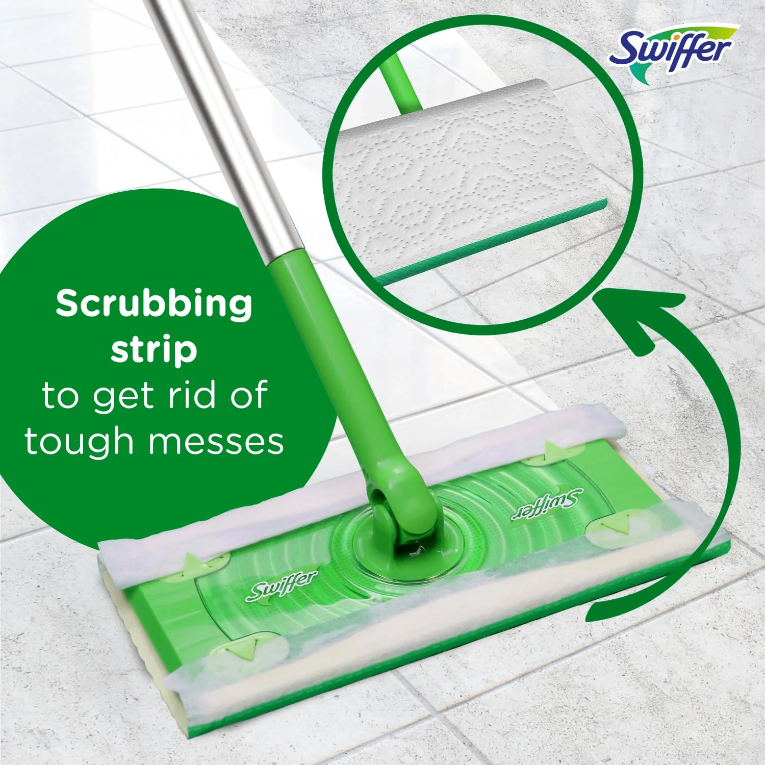 Swiffer Sweeper 2-in-1 Dry + Wet Floor Mopping and Sweeping Kit, Multi-Surface Kit for Floor Cleaning, Kit Includes 1 Sweeper, 14 Dry Sweeping Cloths, 5 Wet Mopping Cloths - Image 5