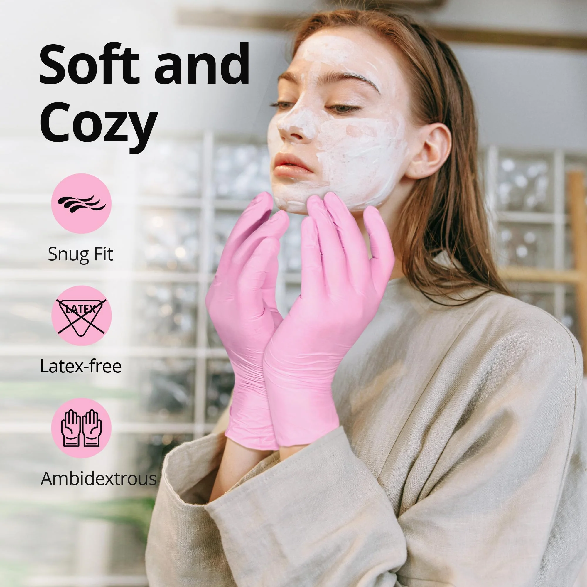 SwiftGrip Pink Disposable Gloves, Medical exam Gloves Disposable Latex Free, Gloves for Cleaning & Esthetician, Pink Rubber Gloves, Pink Cleaning Gloves, Powder-Free, 1000-ct Case (Small) - Image 7
