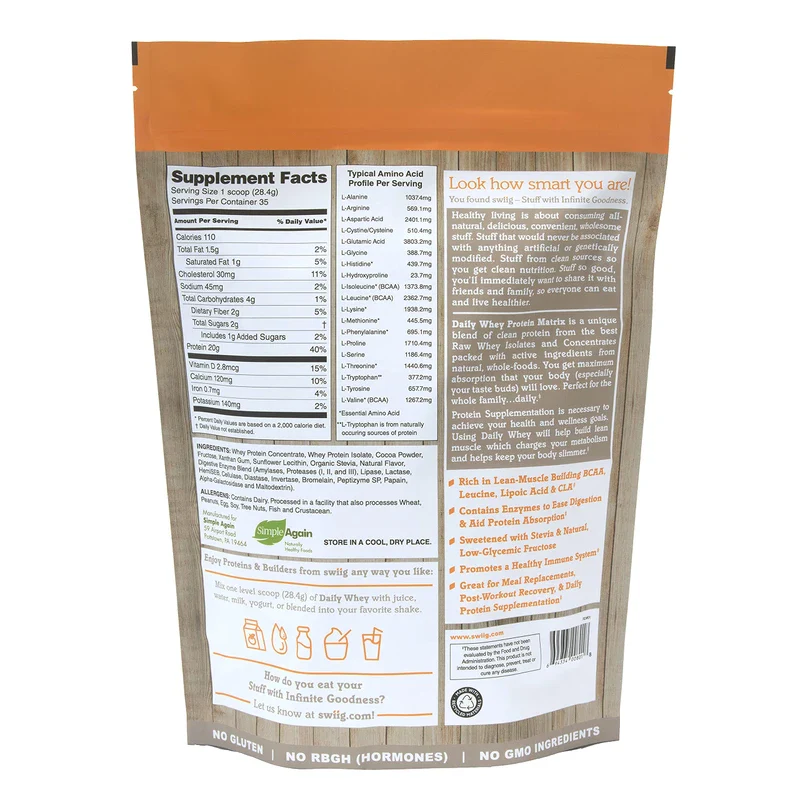 swiig Daily Whey Matrix Protein Powder, Chocolate, 2.2 Pound - Image 2