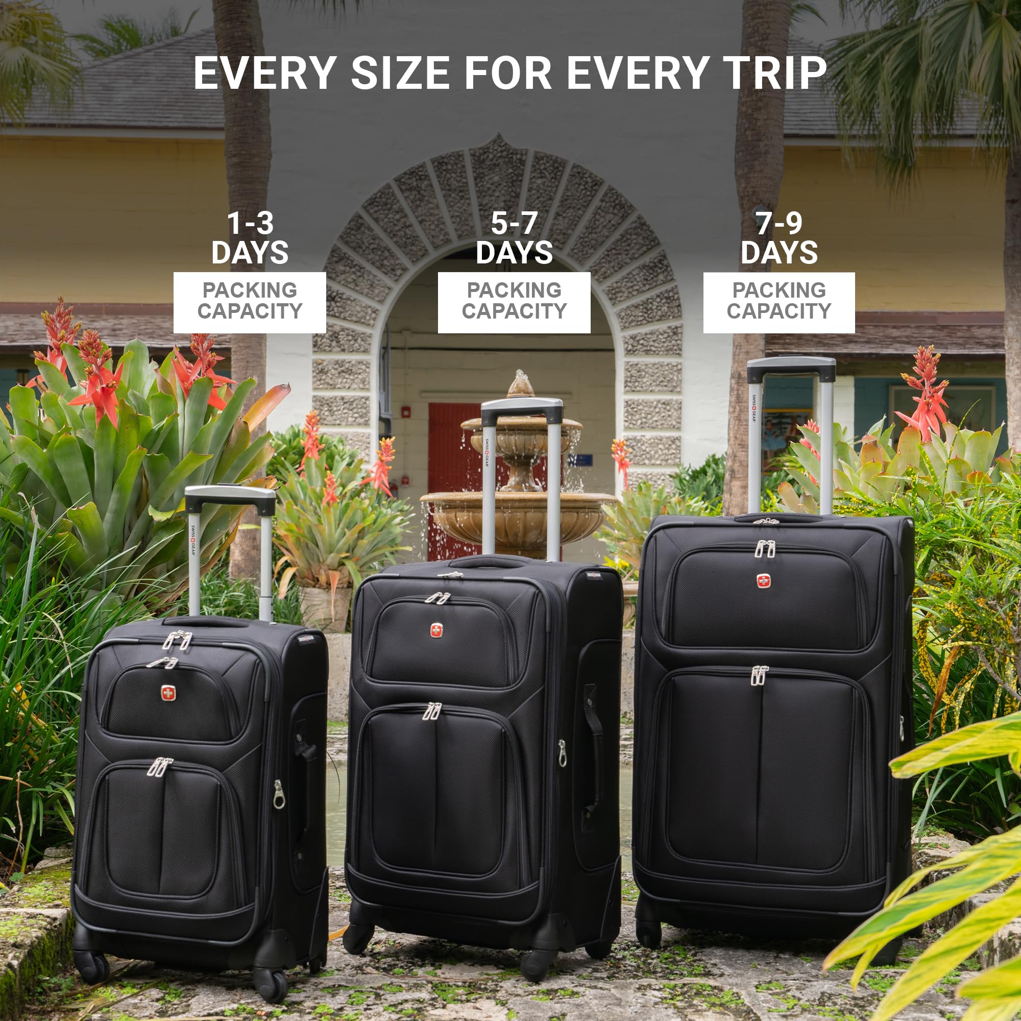 SwissGear Sion Softside Expandable Luggage, Blue, 3-Piece Set (21/25/29) - Image 6