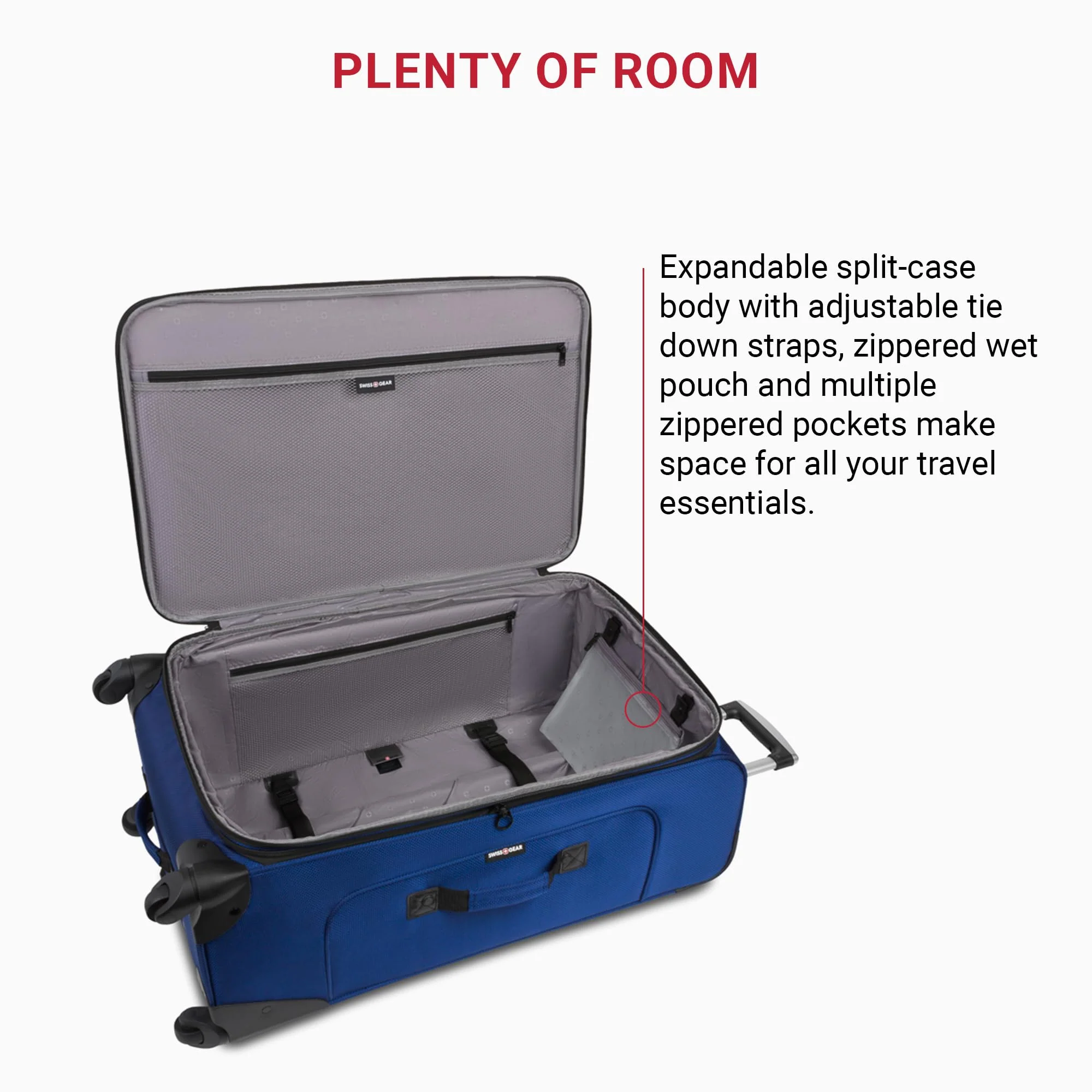 SwissGear Sion Softside Expandable Luggage, Blue, 3-Piece Set (21/25/29) - Image 7