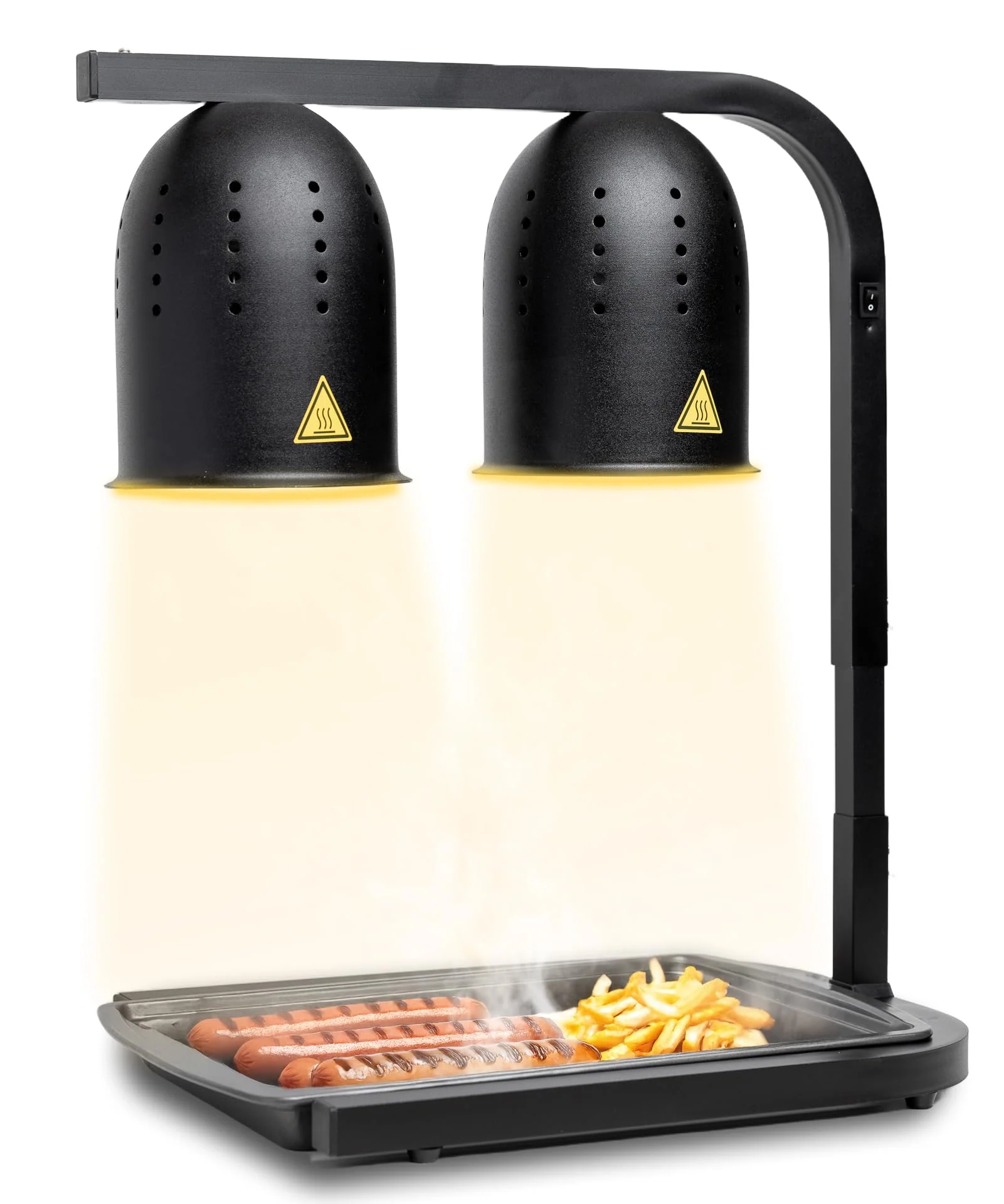 SYBO DL2112 Commercial Grade Food Heat Lamp, Portable Electric Food Warmer, 2-Bulb 500W with Free-Standing, Black