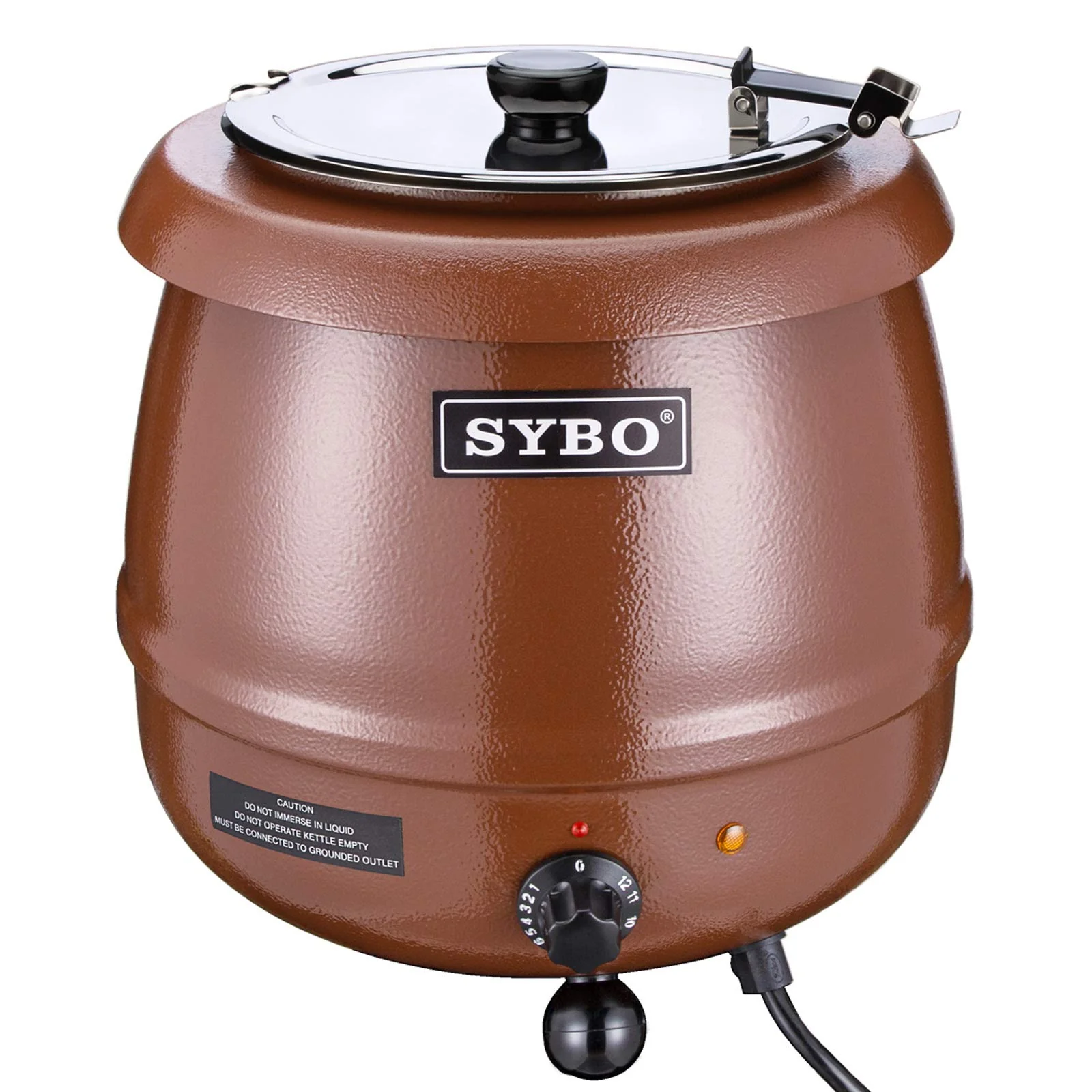 SYBO SB-6000-1G Commercial Grade Soup Warmer Kettle with Hinged Lid and Detachable Stainless Steel Insert Pot for Restaurant and Big Family, 10.5 Quarts, Ochre