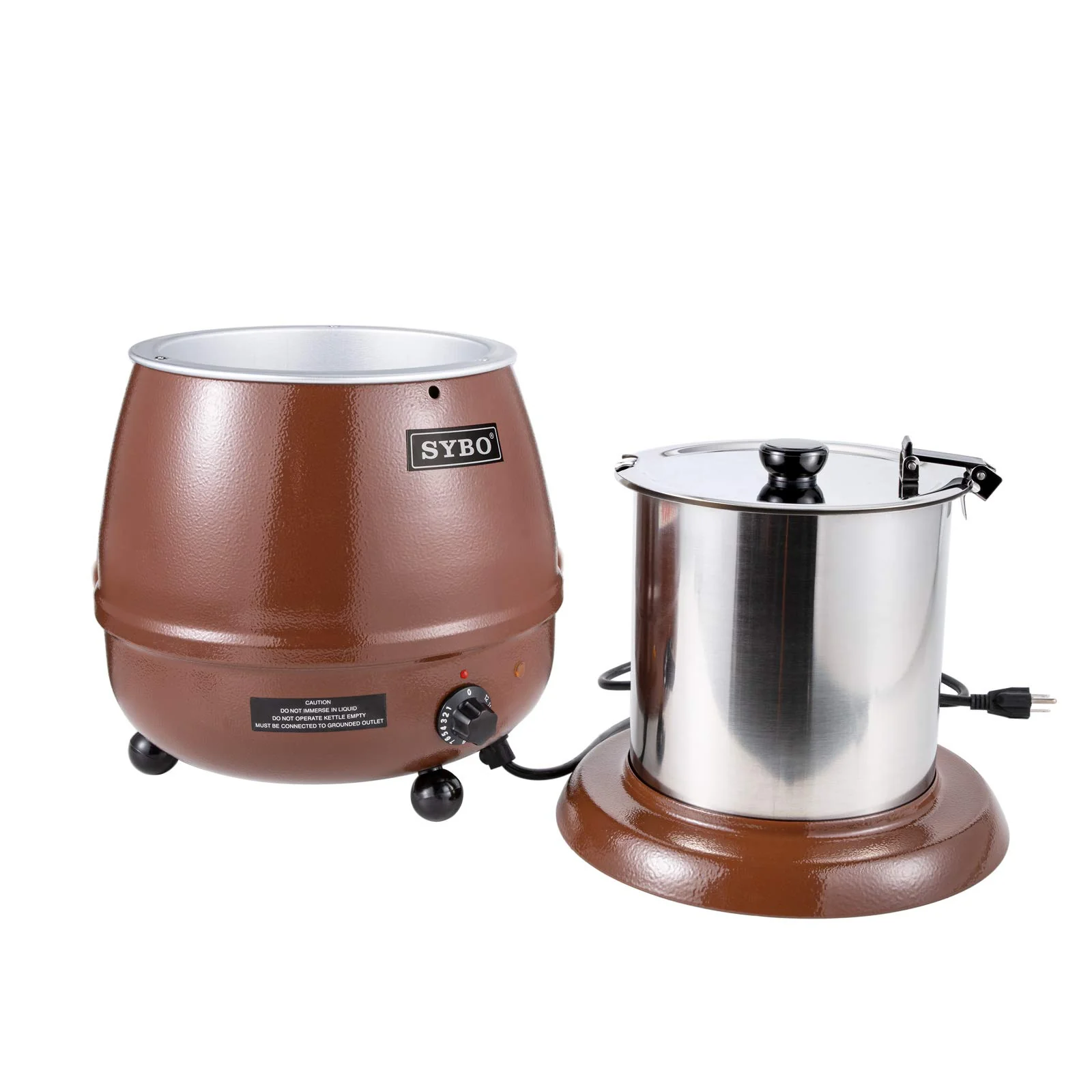 SYBO SB-6000-1G Commercial Grade Soup Warmer Kettle with Hinged Lid and Detachable Stainless Steel Insert Pot for Restaurant and Big Family, 10.5 Quarts, Ochre - Image 6