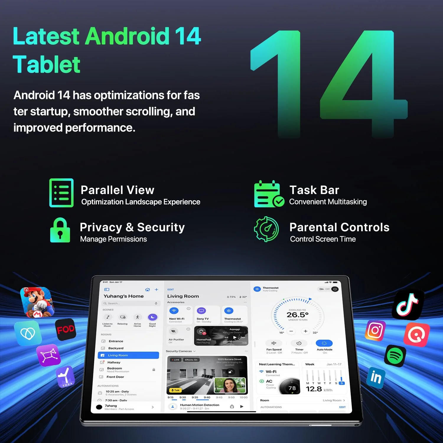 Tablet - 2025 Android Tablet - 10.2 inch Android 14 Tablets - Octa-Core 12GB RAM 64GB ROM | 6000mAh Battery, 1TB Expand | Touchscreen | Christmas Birthday Gifts for Men Dad Him - Image 3
