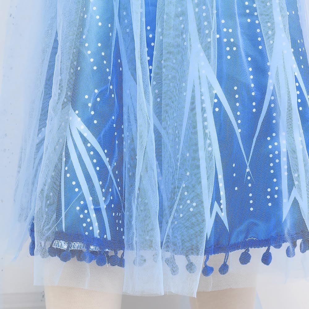 Tacobear 10Pcs Princess Costume Dress For Girls Kids Toddler Snow Princess Dress Up Clothes for Little Girls with Accessories Gloves Crown Wands Wig Necklace for 3-4T Kids Christmas Birthday Party - Image 2