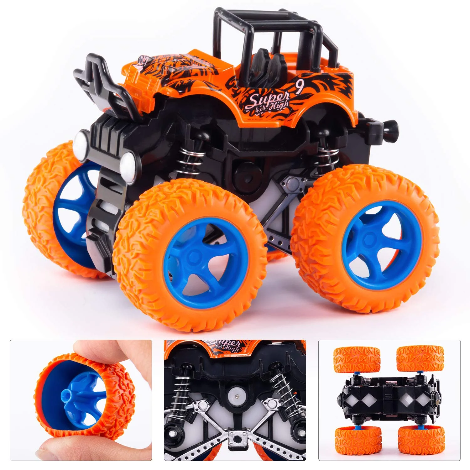 taessv Monster Truck Toys - Friction Powered Toy Cars Push and Go Vehicles for Toddlers Kids Best Christmas Birthday Party Gift for Boys Girls Aged 3 and Above 4-Pack - Image 2
