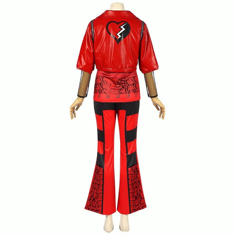 TAMOSKY Rise of Red Costume Girls Kids Halloween Christmas Cosplay Outfits with Red Cosplay Wig Includes Heart Shirt Jacket Pants Set Party Dress up for Kids 4-14Y - Image 2