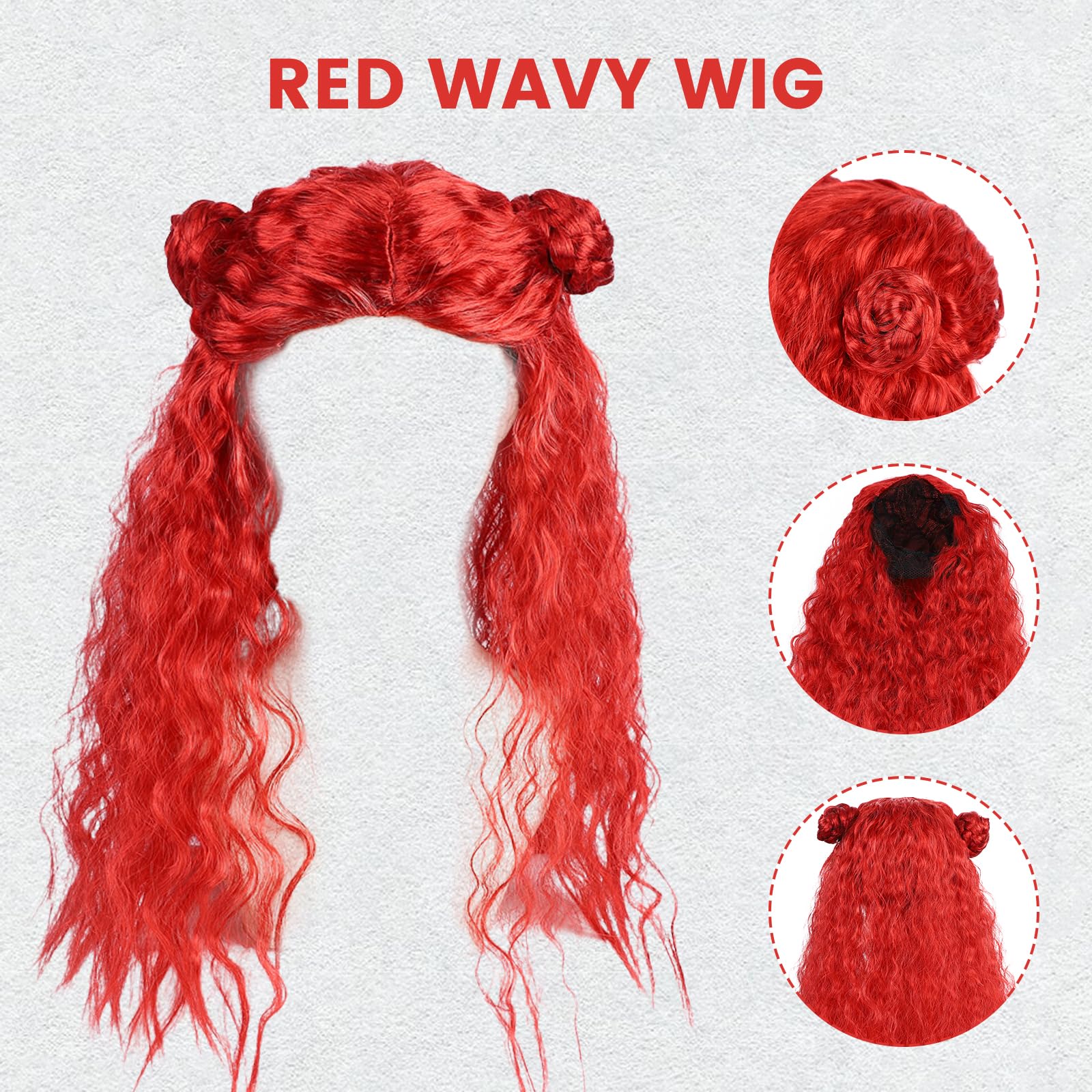 TAMOSKY Rise of Red Costume Girls Kids Halloween Christmas Cosplay Outfits with Red Cosplay Wig Includes Heart Shirt Jacket Pants Set Party Dress up for Kids 4-14Y - Image 4