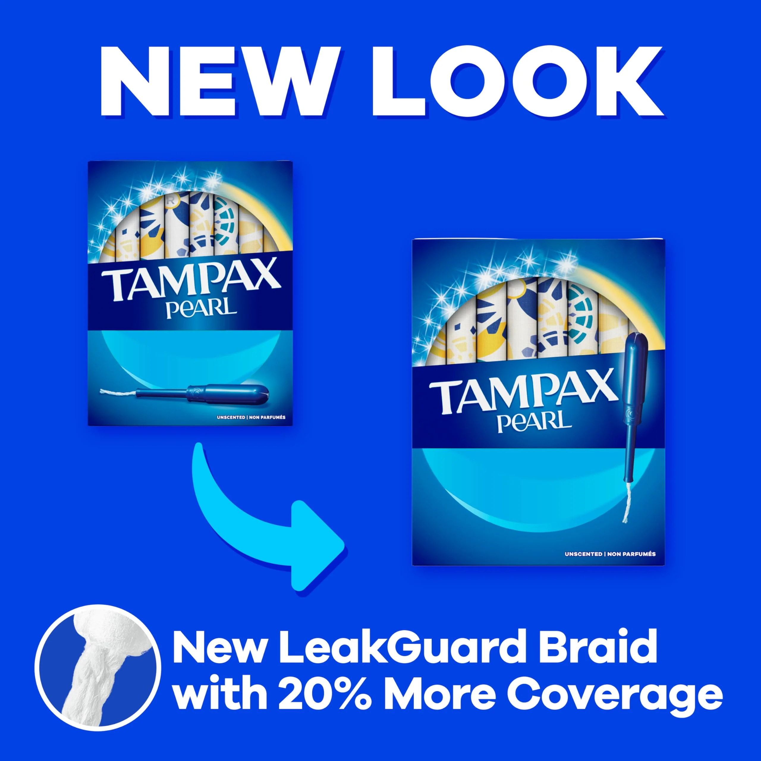 Tampax Pearl Tampons Regular Absorbency, with Leakguard Braid, Unscented, 50 Count x 2 Packs (100 Count Total) - Image 12